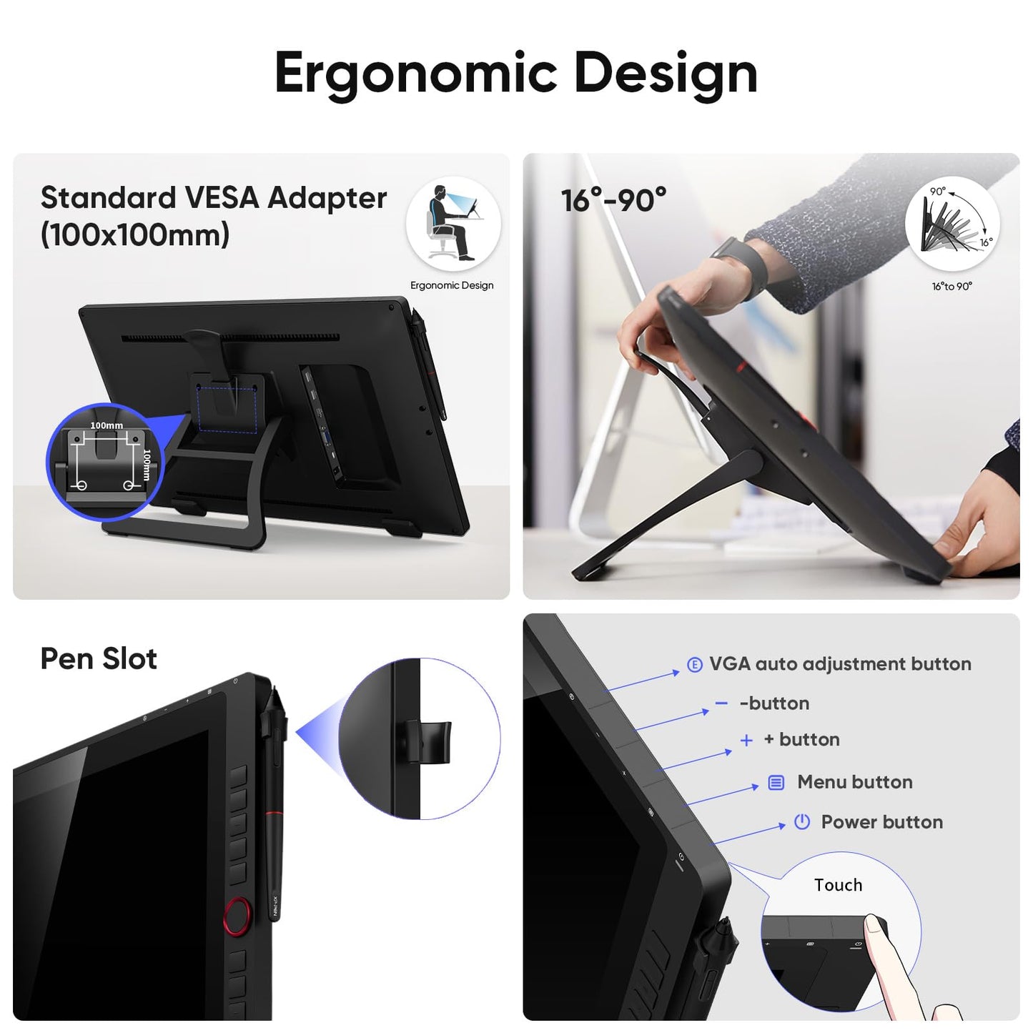 XPPen Artist 24 Pro 2.5K QHD Drawing Tablet with Screen,16.7M Colors Graphics Tablet with 8192 Pen Pressure Battery-Free Tilt Stylus & 20 Shortcut Keys for Windows, Mac, Chrome, Linux, 23.8"