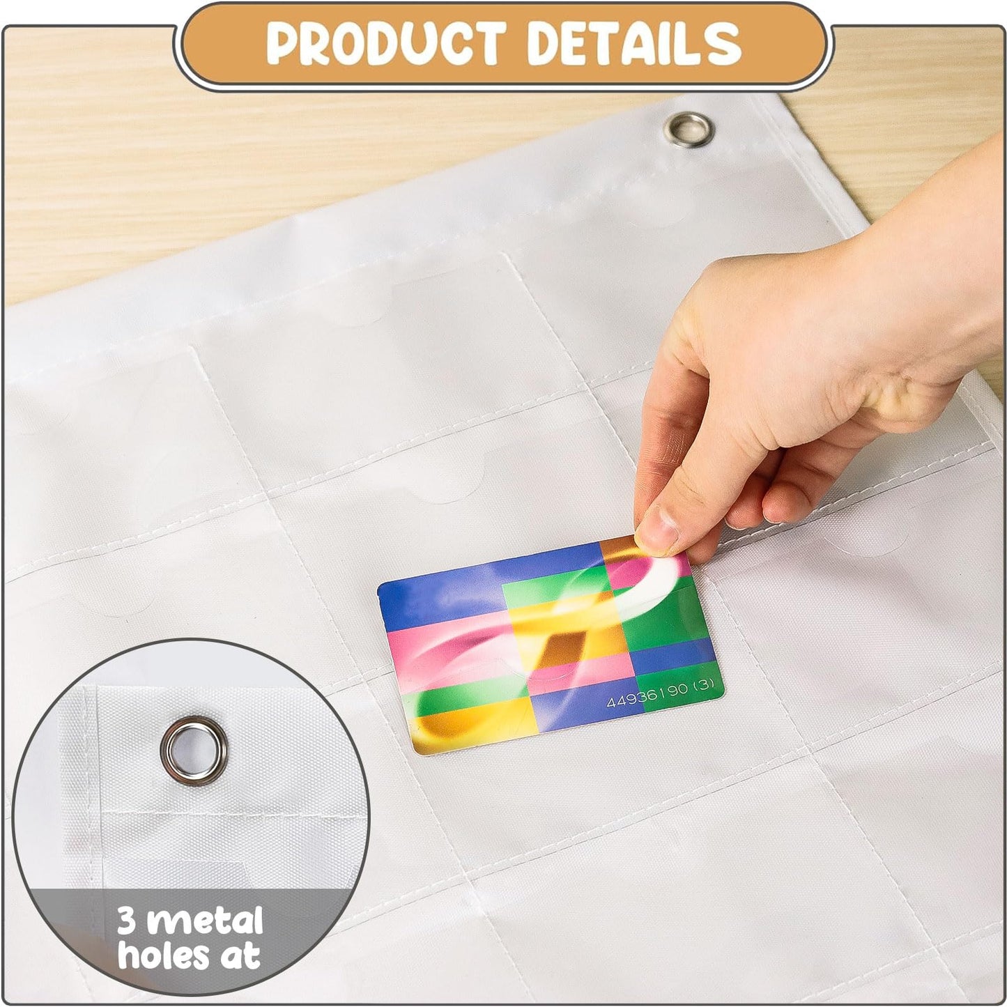 AKAYOK 2'' x 3.5'' Business Card Holder Sleeve - 36-Pocket Card Organizer for Social Security Cards, Credit Cards, IDs & More | Transparent Hanging Pocket Chart for Effortless Organization & Storage