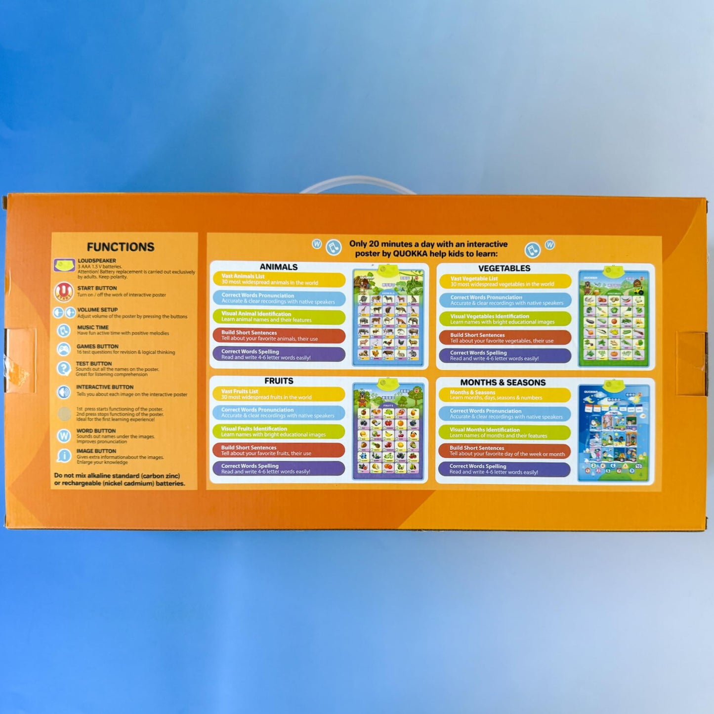 QUOKKA Educational Toys for Kids 5-7 Year Old - Set of 4 Vertical 4 Learning Wall Chart for Toddlers Age 3 4 6+ - Interactive Speech Therapy Poster Boy Girl - Autism Puzzle Game 8-10-12
