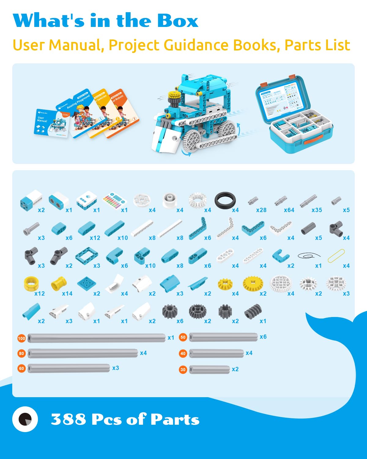 WhalesBot D3 Pro 12-in-1 STEM Wecode Pad Coding Robot Kit for Kids, 388-Piece Educational Building Set with Interactive Storytelling, Ideal Toy for Boys & Girls Ages 6-8