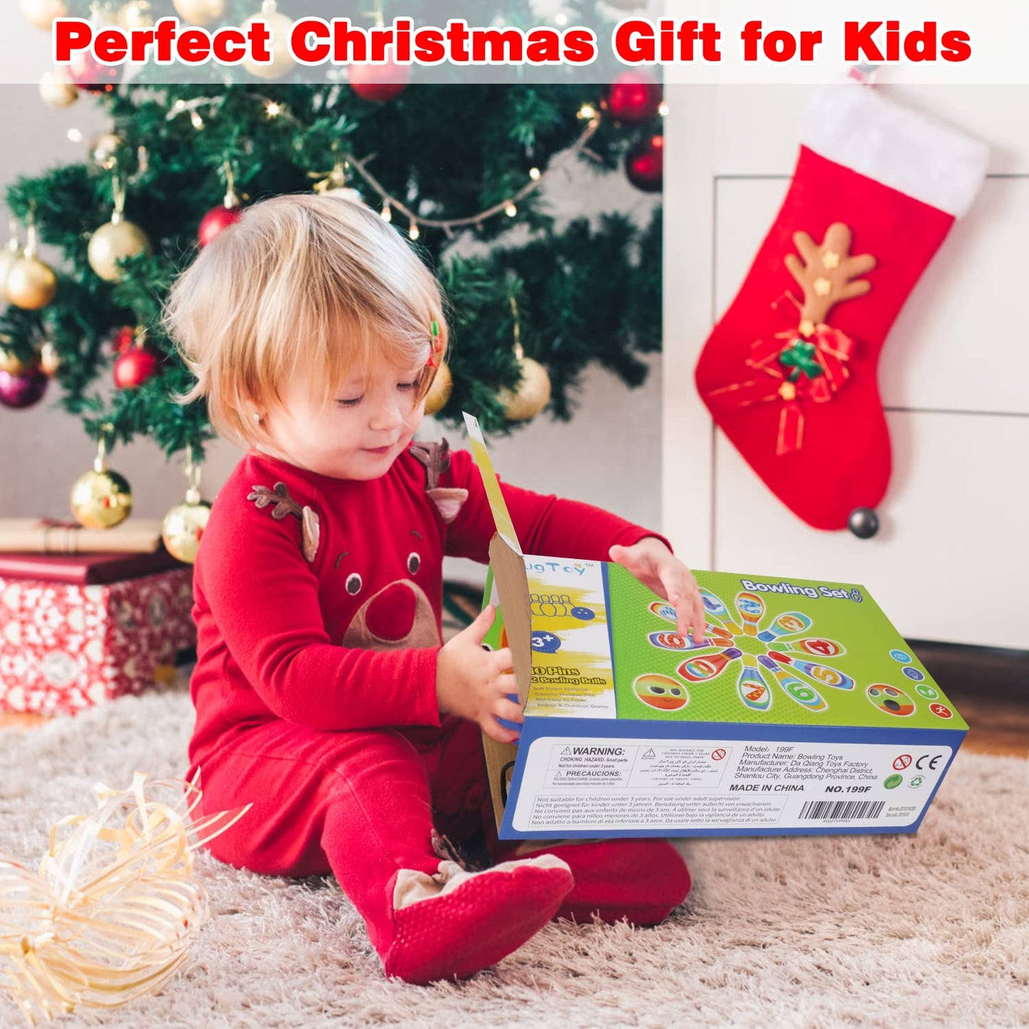 Kids Bowling Toy Set 2-5, Toddler Indoor Outdoor Activity Play Game Toys for 2 3 4 Year Old Boy Girl, Soft 10 Foam Bowling Pins & 2 Balls, Educational Children Birthday Party Gifts Ages 1-3 2-4 3-5