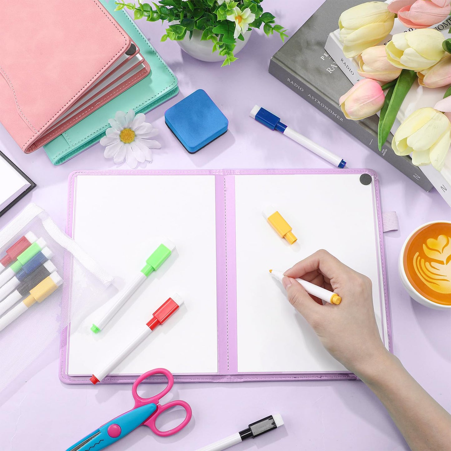 Feifeiya 6 Sides Dry Erase Notebook Portable White Board 9"x6"(a5) Travel Dry Erase White Board Notebook Foldable Anti-ghosting Surface for Office, School, Study, Travel & Business Meeting Planning