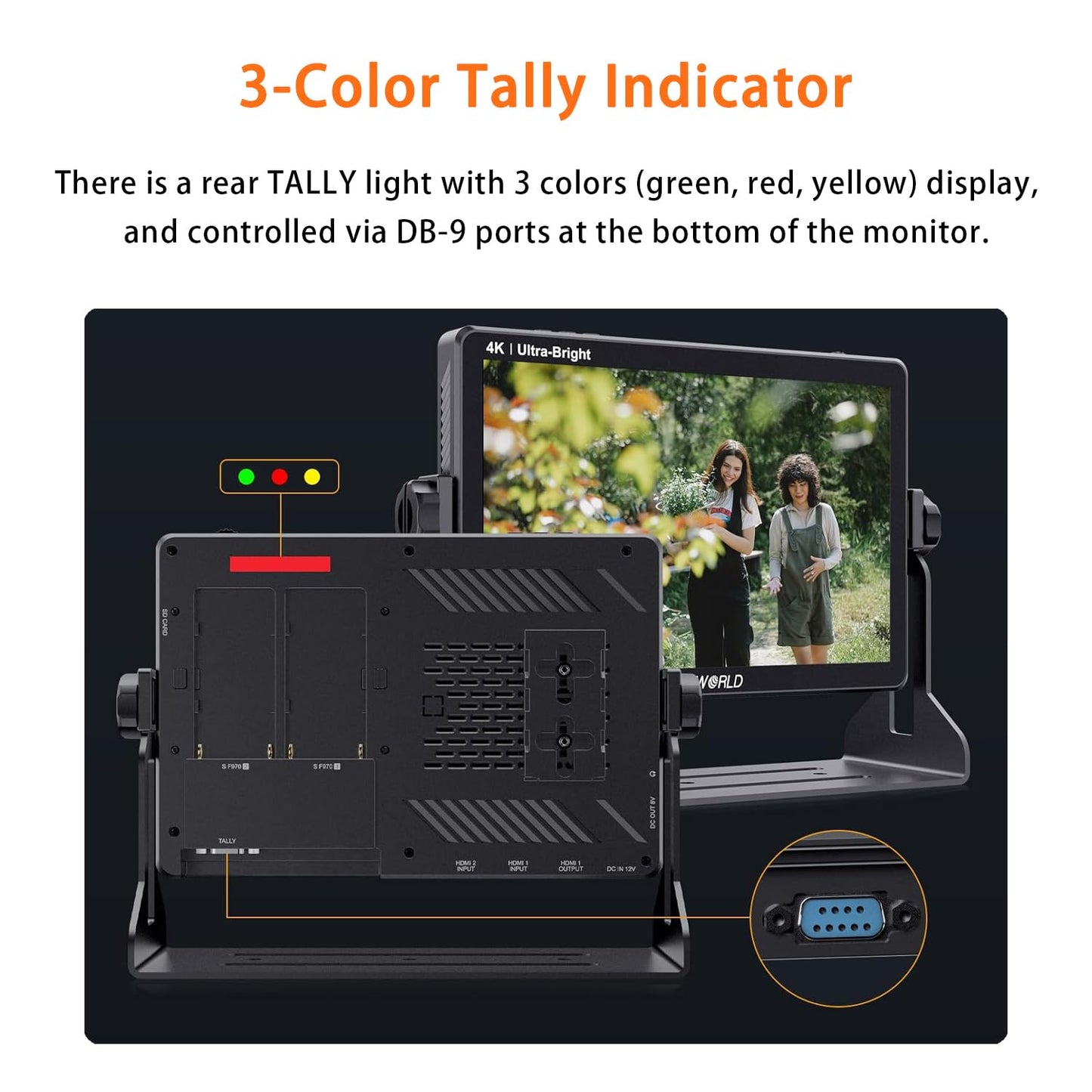 FEELWORLD LUT11S 10.1 Inch Camera Monitor, 2000nit IPS Touch Screen 1920x1200, 4K 60Hz HDMI Camera Field Monitor SDI, Video Assist HDR Waveform Focus Peaking 3D LUT