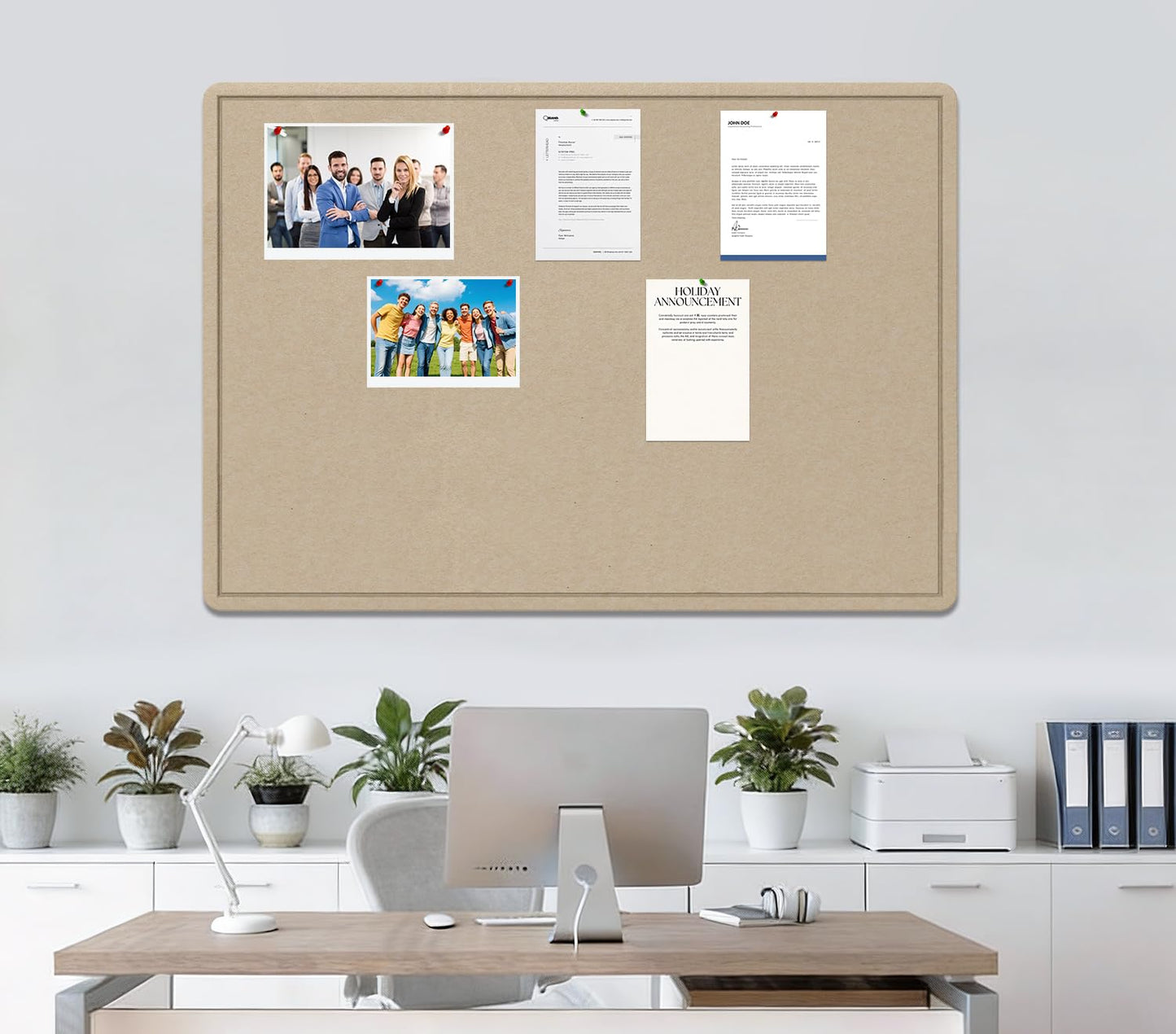Large Cork Bulletin Board - 60 X 36 Inches With 30 Pushpins, 5' x 3' Pin Board for Walls, Self-Adhesive Felt Vision Board, Foldable Photo Board (Beige Brown)