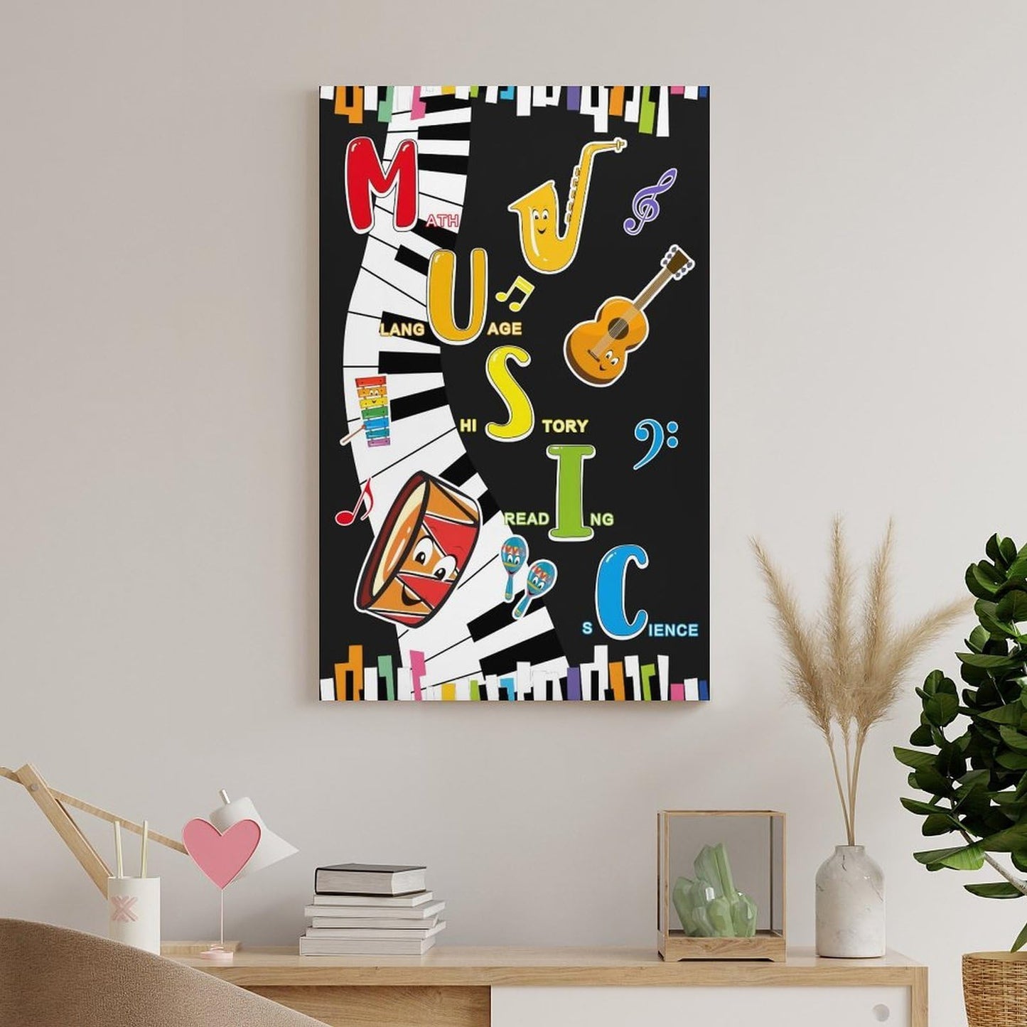 LINWDSB Music Themed Poster Musical Notes Wall Art Colorful Music Poster for Kids Students Classroom School Chalkboard Nursery Wall Back to School Supplies Unframe style 12x18inch(30x45cm)