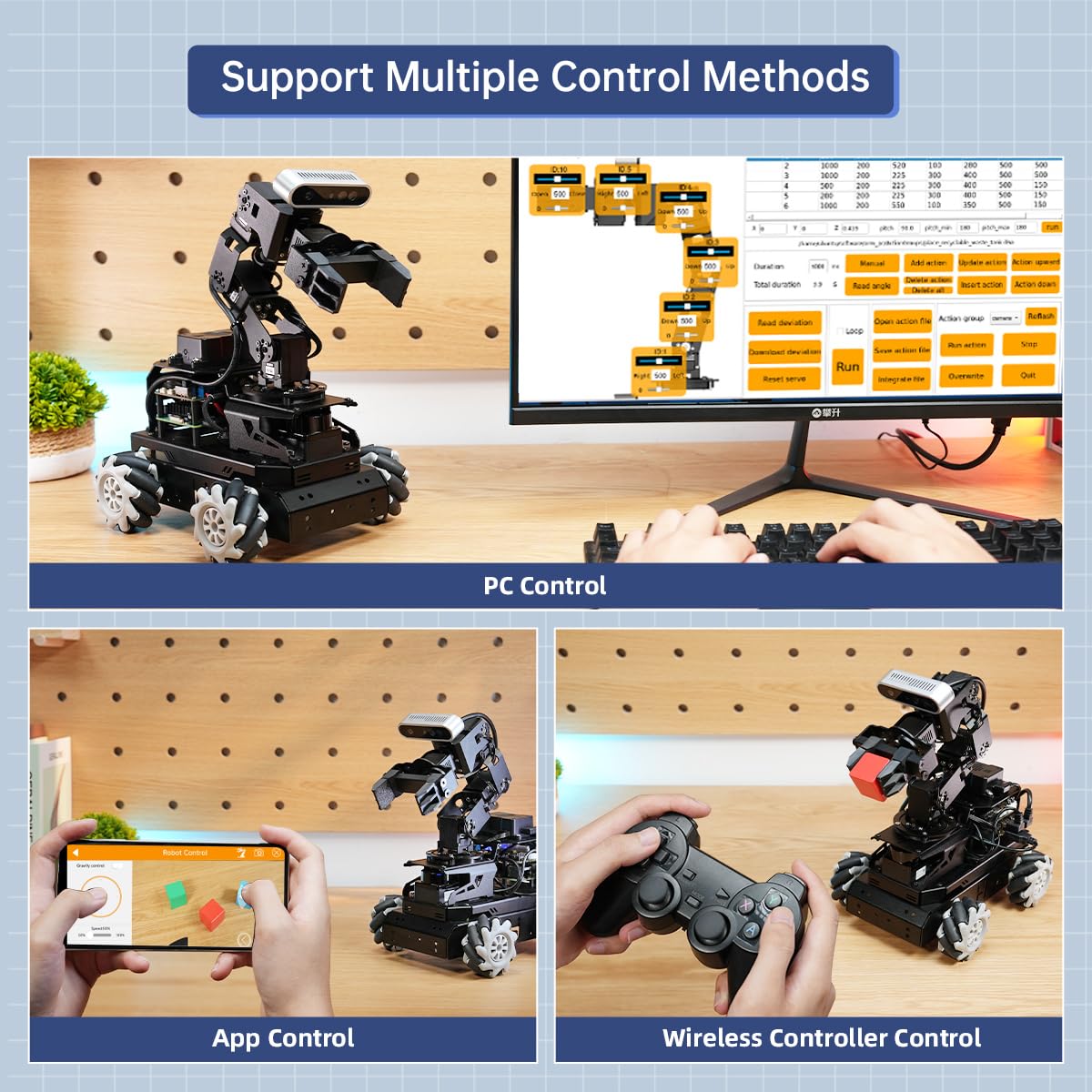 HIWONDER ROS2 Robot Car with ChatGPT Large AI Models, 6DOF Robotic Arm SLAM Mapping Navigation AI Vision Voice Control Scene Understanding ROS Learning, LanderPi Advanced Kit & RaspberryPi 5 8GB