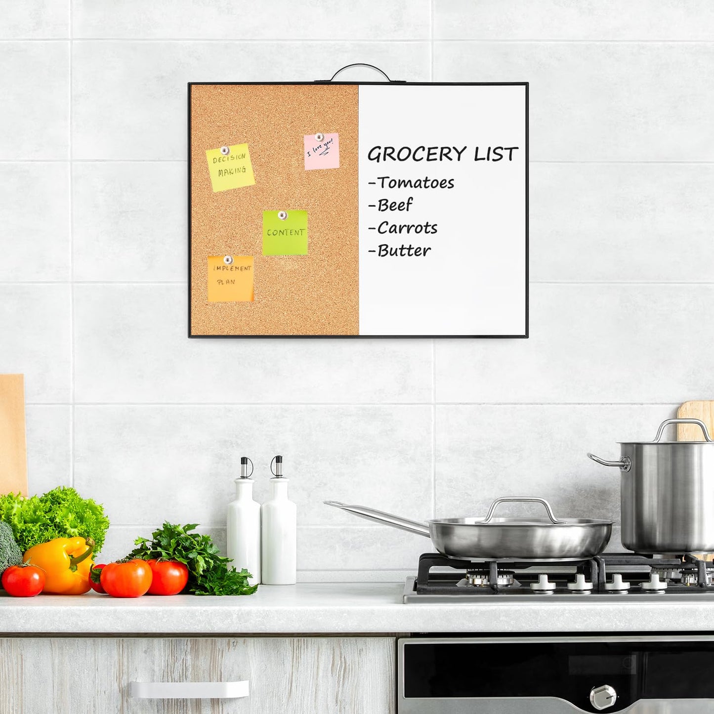 TSJ OFFICE Small Whiteboard Cork-Board - 12" X 16" Portable Aluminum Black Framed Magnetic Dry Erase Board for Wall, Small Bulletin Cork Board with Holder for Office, Home and School
