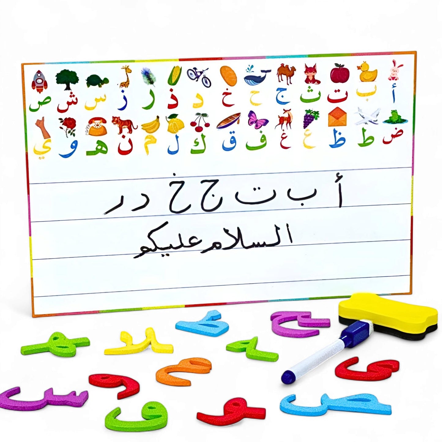 Arabic Magnetic Letters Kit β 378 Pcs Educational Alphabet Learning Set with Dry-Erase Board, Arabic Flash Cards, Markers & Eraser β Montessori Toy for Kids, Toddlers & Teachers