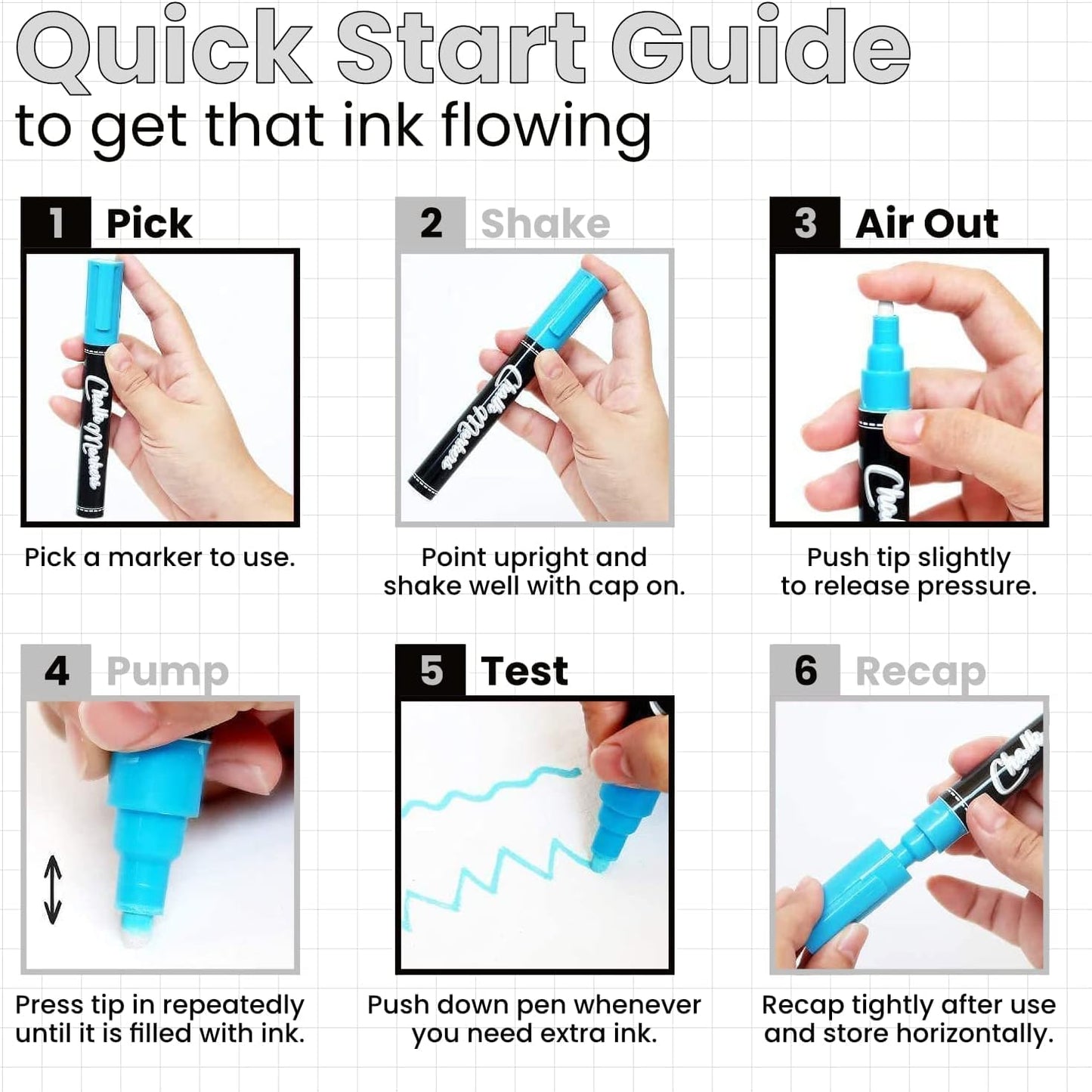 Chalkola 5 Grey Chalk Markers - Dry Erase Markers for Blackboard, Chalkboard Signs, Windows, Glass, Car | Variety Pack - Chalkboard Chalk Pens, Fine & Jumbo Size Ink Pen (1mm, 3mm, 6mm, 10mm, 15mm)