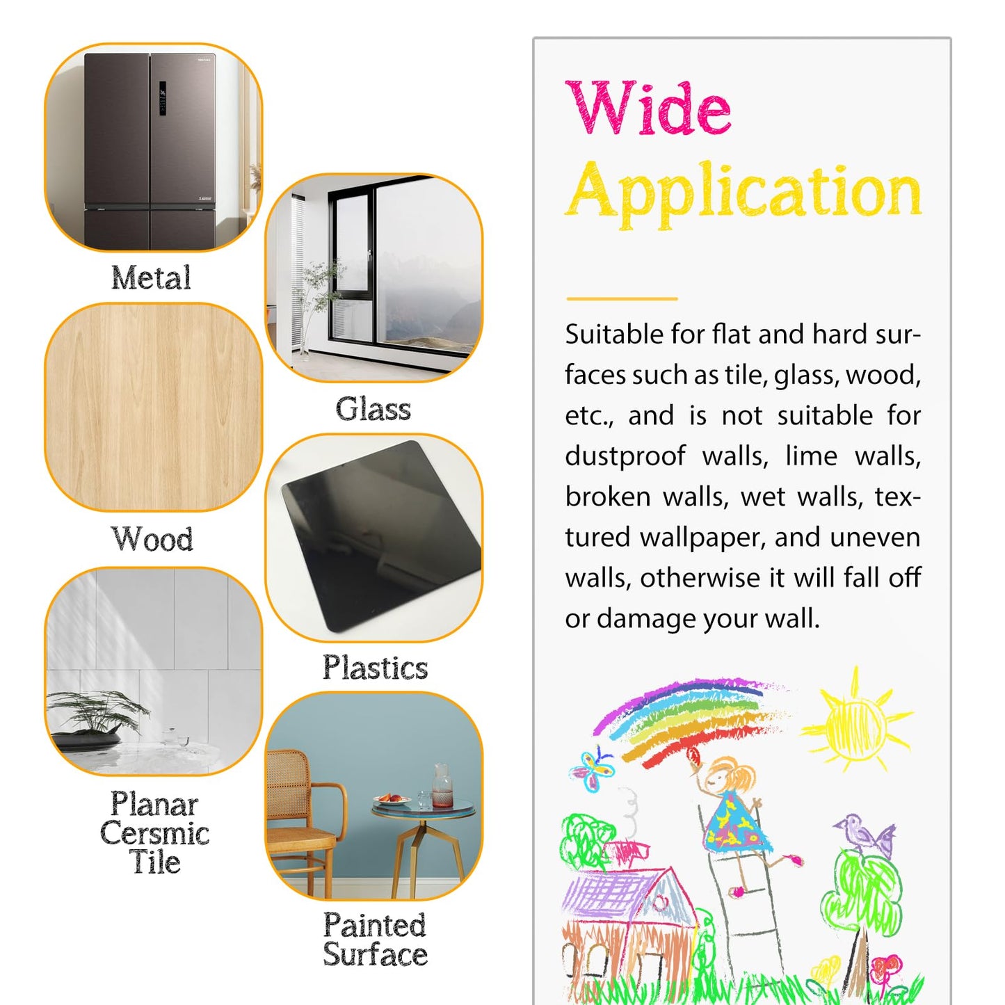 Ykall Magnetic Whiteboard Contact Paper 79"x18" Adhesive Magnetic Dry Erase White Board Sticker for Wall,Peel and Stick Wallpaper with 93 Pcs Kit for Kids,Easy to Write and Clean for Home Playroom