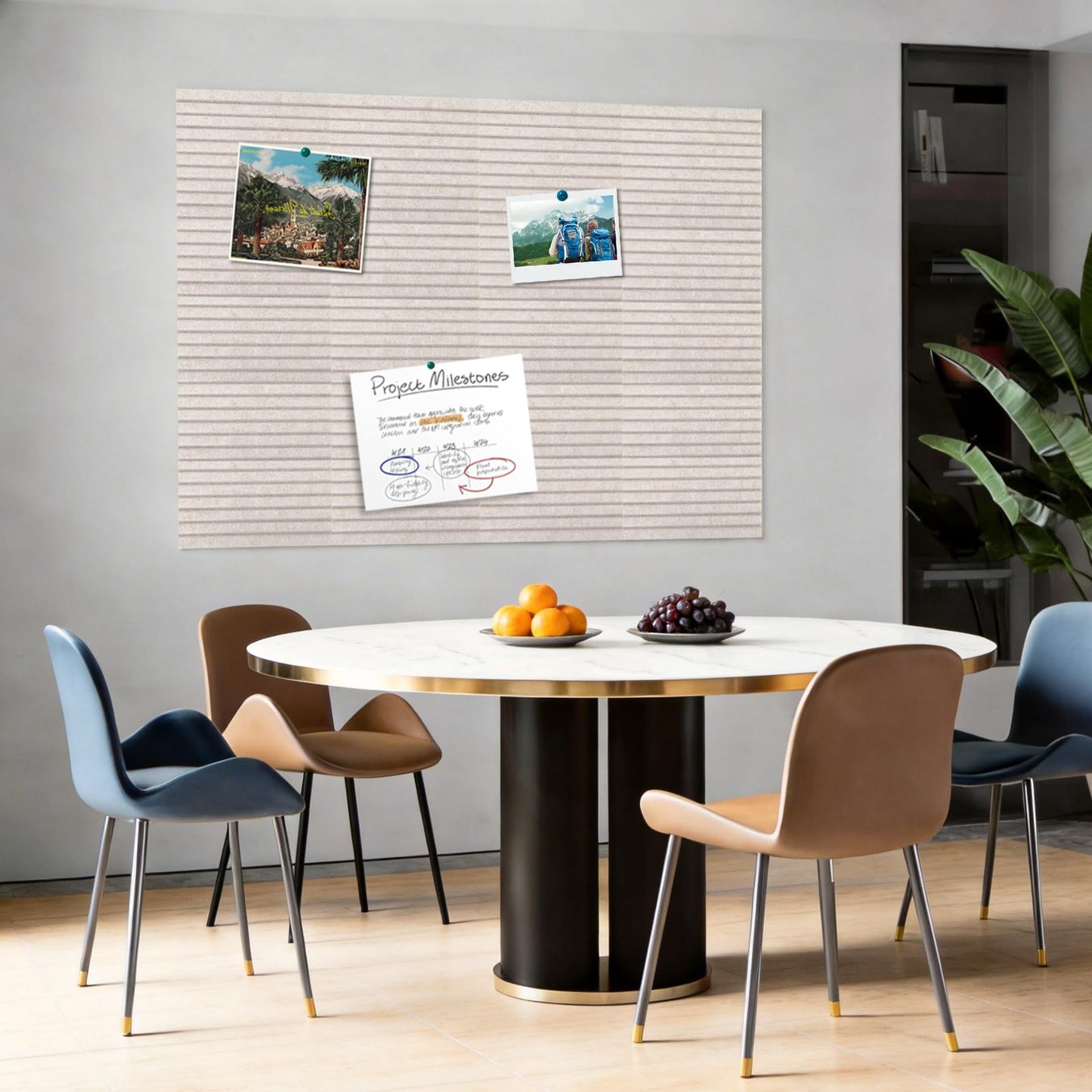TOMAIX 12-Pack Felt Bulletin Boards (11.8" x 11.8") – Self-Adhesive Wall Tiles with Pushpins; Ideal for Offices, Classrooms, and Home Decor; for Posting Notes, Photos, and Memos (Light Camel)