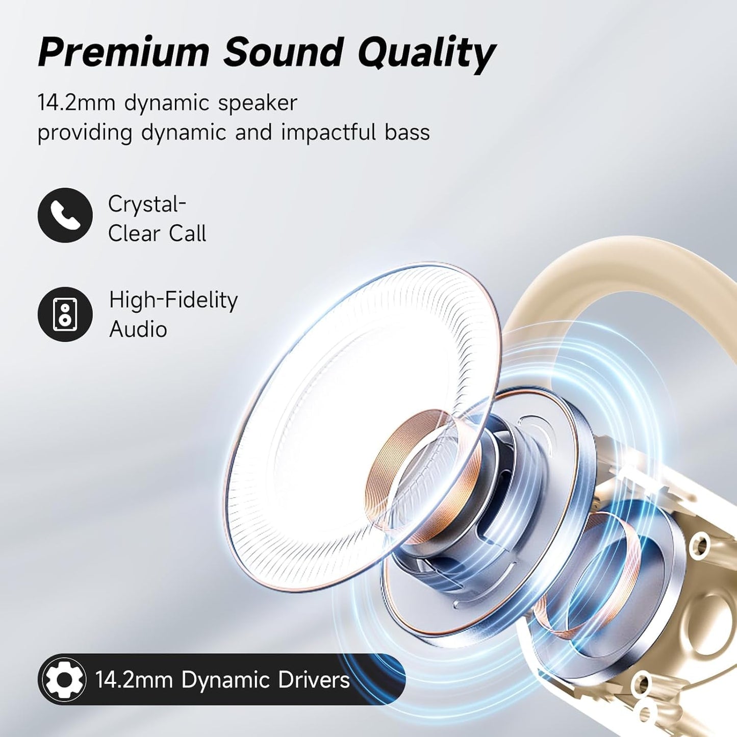 Open Ear Clip Wireless Earbuds Bone Conduction Headphones, Bluetooth 5.4, Open Ear Design, Built-in Mic, IPX7 Waterproof, LED Display Charging Case,Ear Hooks Ear Buds,Design for Running Fitness