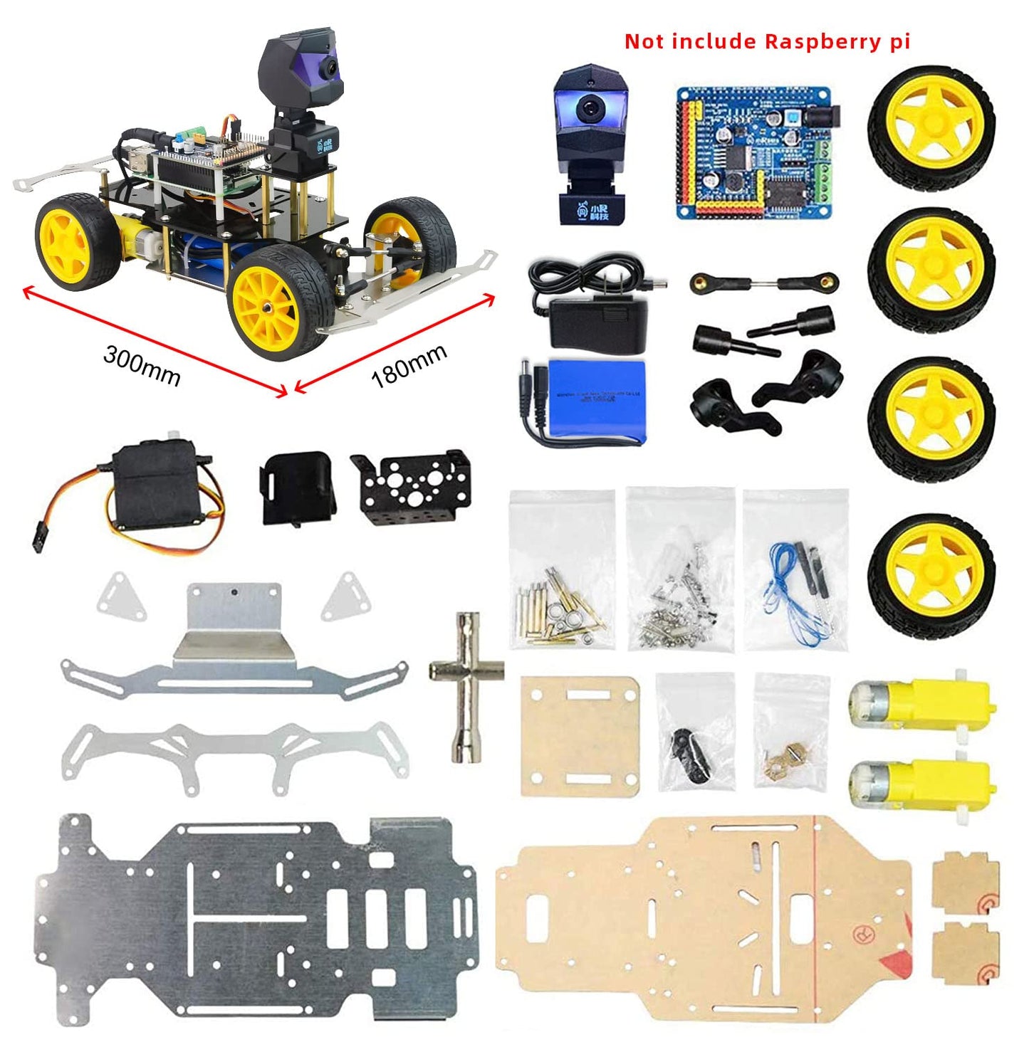 XiaoR Geek Donkey Car Starter Kit Open Source DIY Self Driving Platform for Raspberry Pi Small Scale Cars (Without Raspberry Pi)