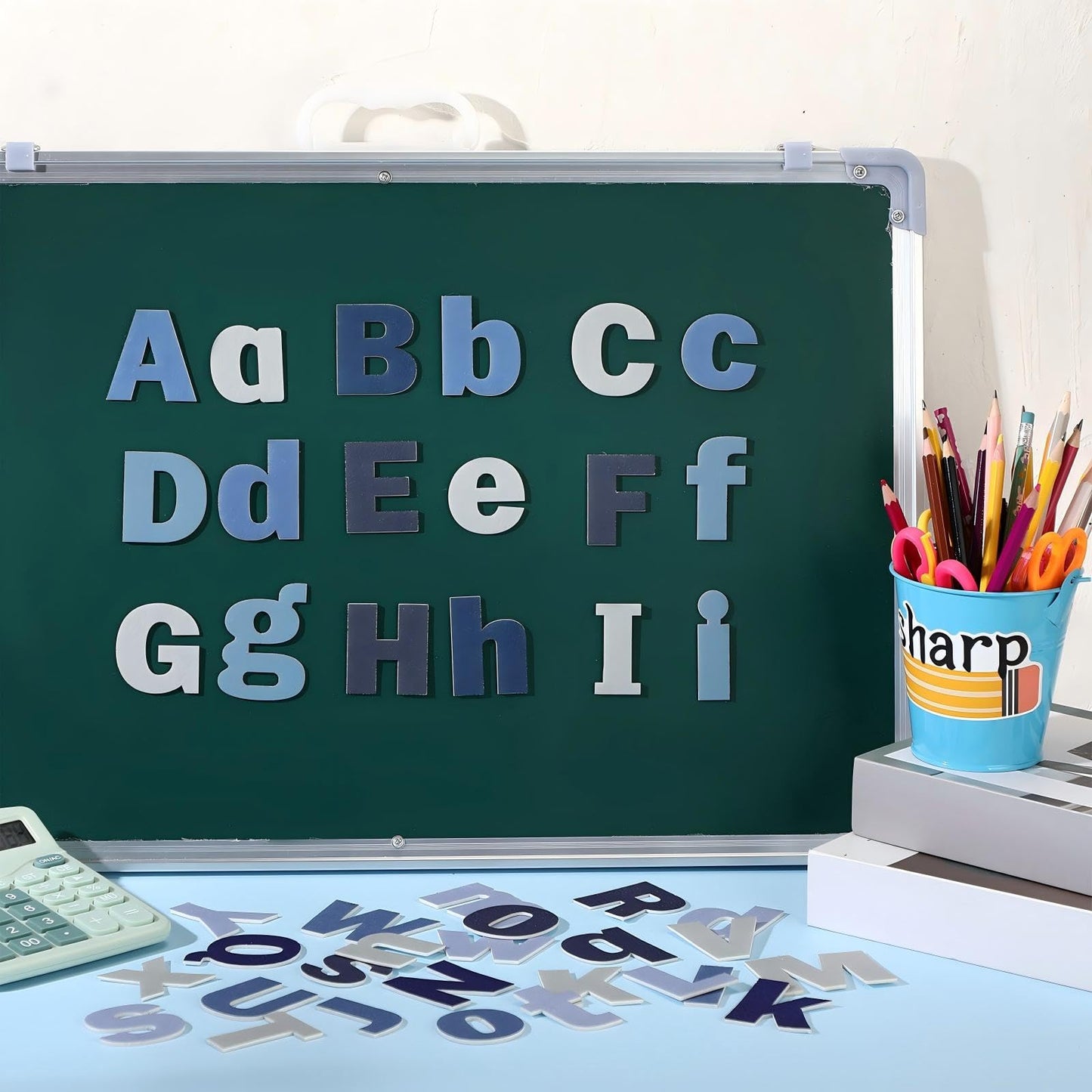 Breling 310 Pieces Felt Letter Bulletin Board Letters Sticker with Number 2" Bulk Self Adhesive ABC Upper Lowercase Sticky Letter for Xmas Gift Bulletin Board Classroom(Blue Color)