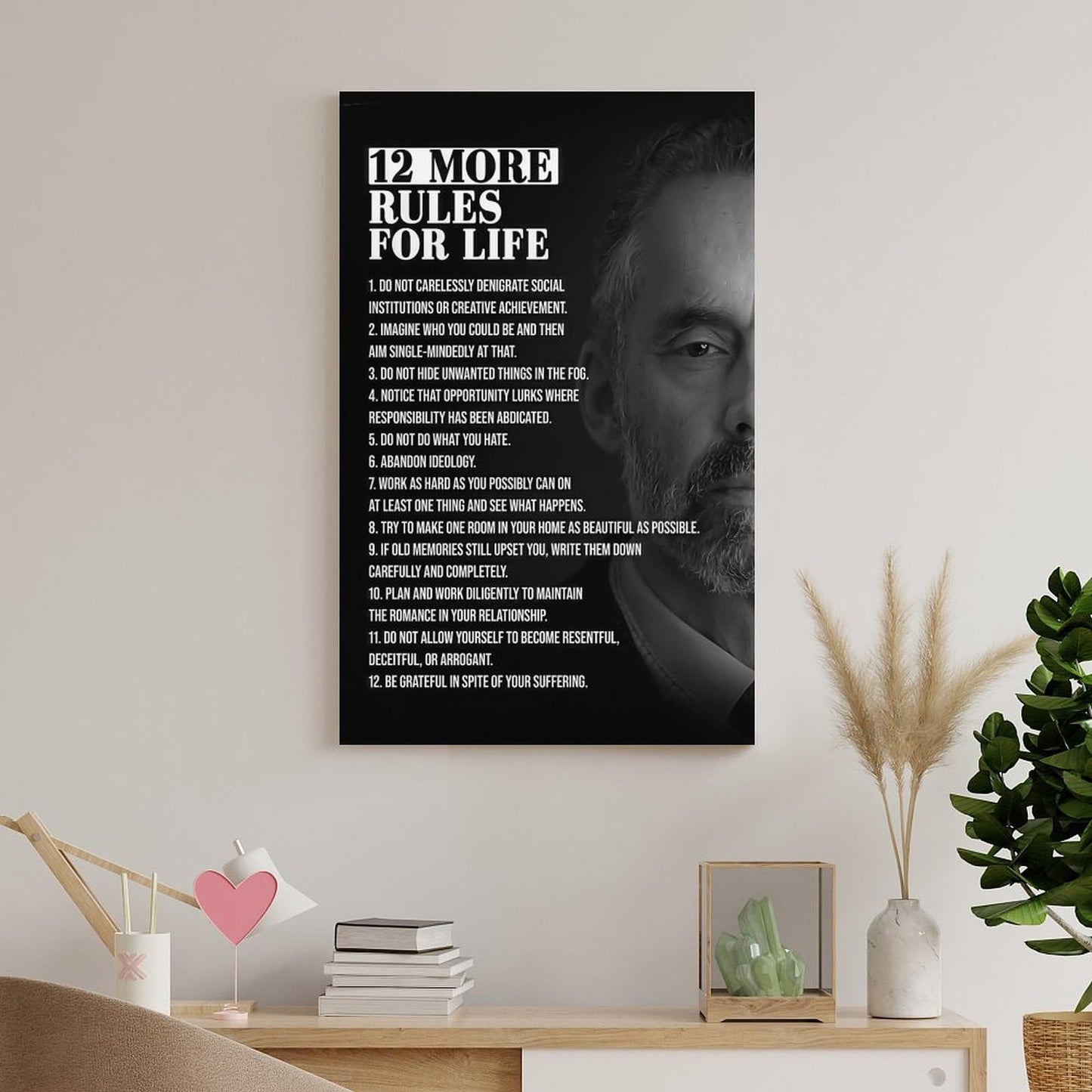 JHXNJDPOST 12 More Rules for Life Poster Black And White Canvas Wall Art Aesthetic Decorative Painting Living Room Restaurants, Pool Halls And Hotelsstyle-3 12x18inch(30x45cm)