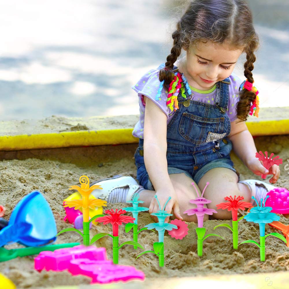 CENOVE Birthday Toys Gift for 3 4 5 6 7 Year Old Girls and Boys,Flower Garden Building Toy with Carry Box, STEM Toys for Preschool Children Educational Activity(130 Pcs)
