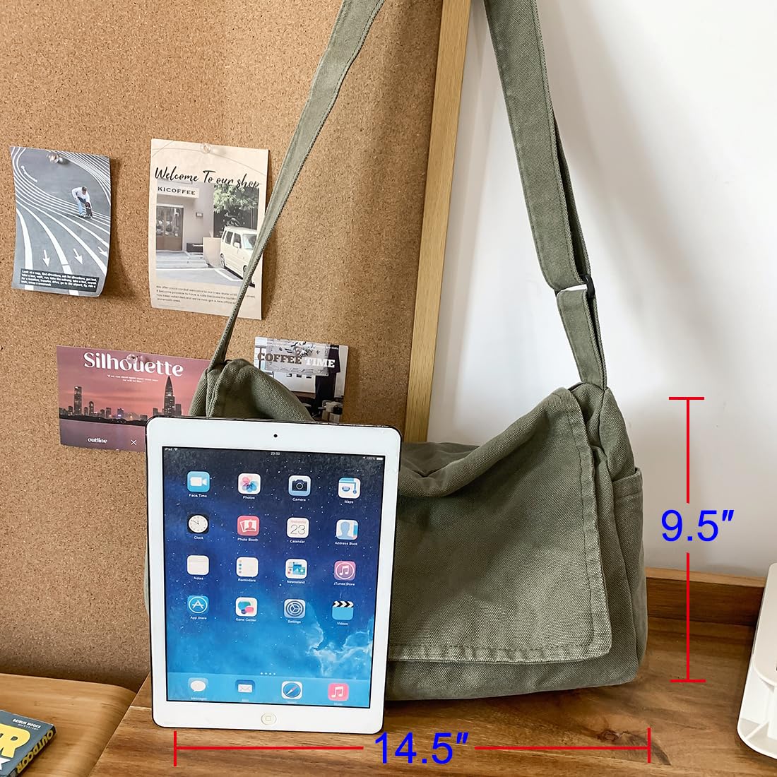 Collsants Messenger Bag for Women Men Satchel Bag Canvas Crossbody Shoulder Bag Casual Sling Bag(green)