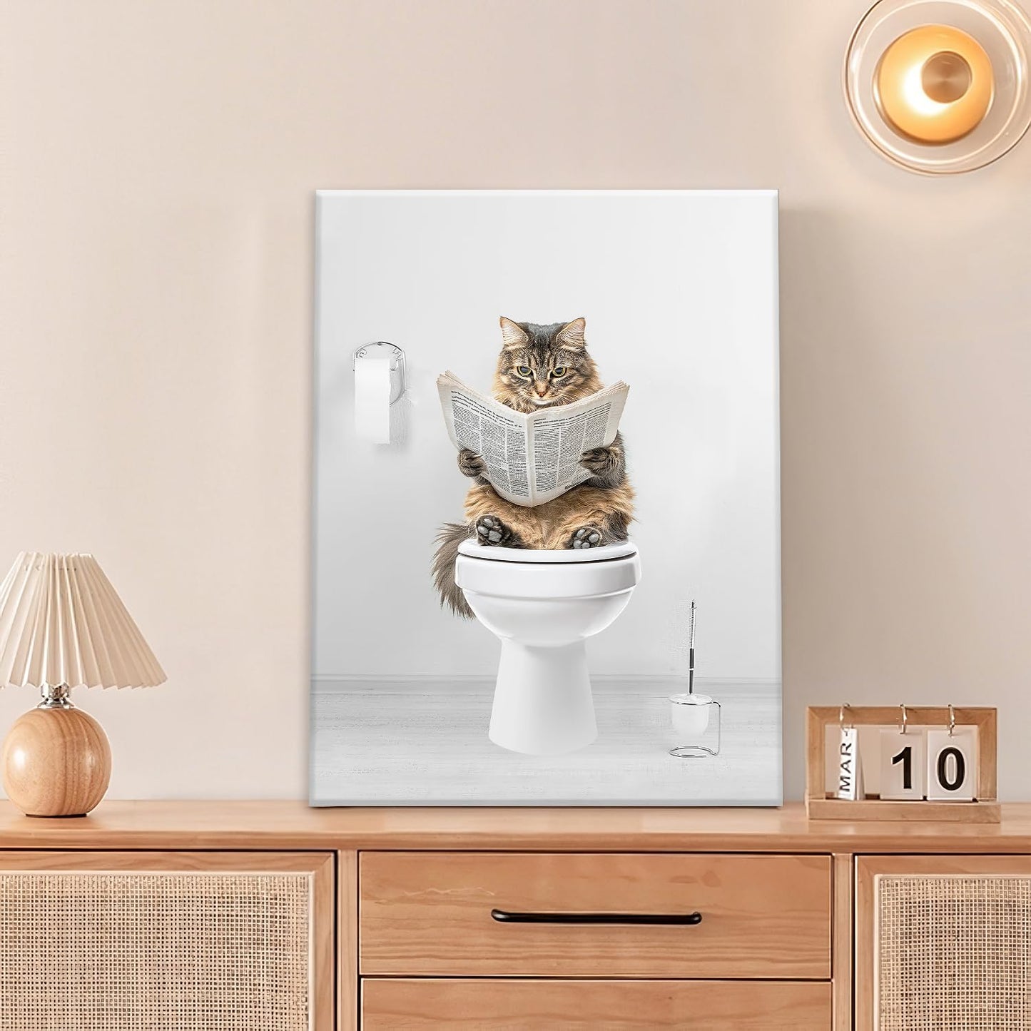 Cat Wall Art Funny Cat Bathtub Bathroom Pictures Wall Decor Canvas Prints Framed Artwork Paintings Office Home Decorations For Bathroom Bedroom Living Room 12"x16"
