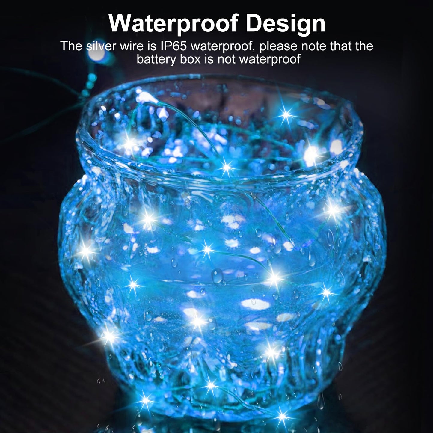 btfarm 12 Pack Fairy Lights, Battery Operated, 20 LED, Waterproof, Blue White