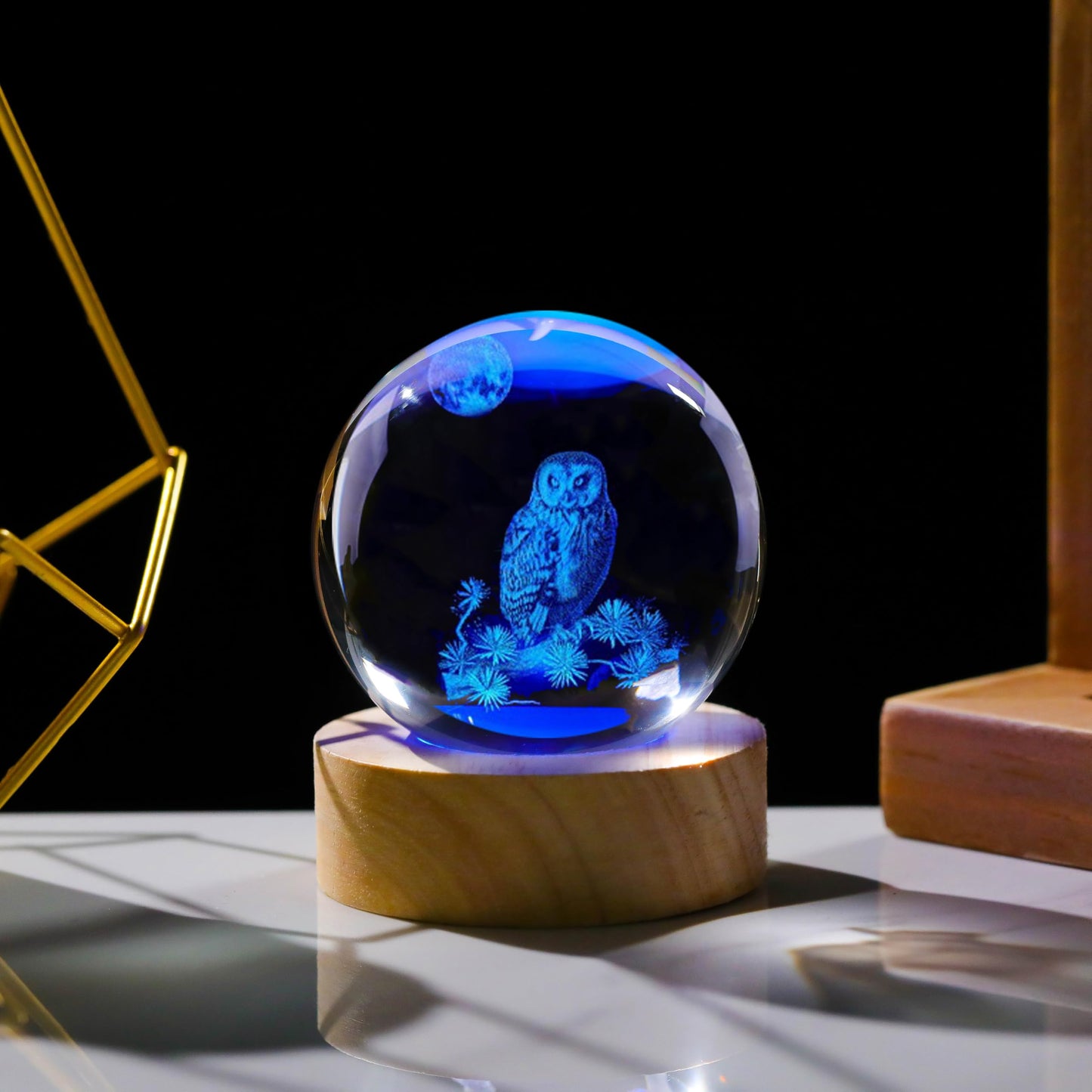 3D Owl Crystal Ball 60mm - Figurines Decor Glass Animals for Women, Room Birthday Gift for Best Friend Lovers, Keepsake Paperweight