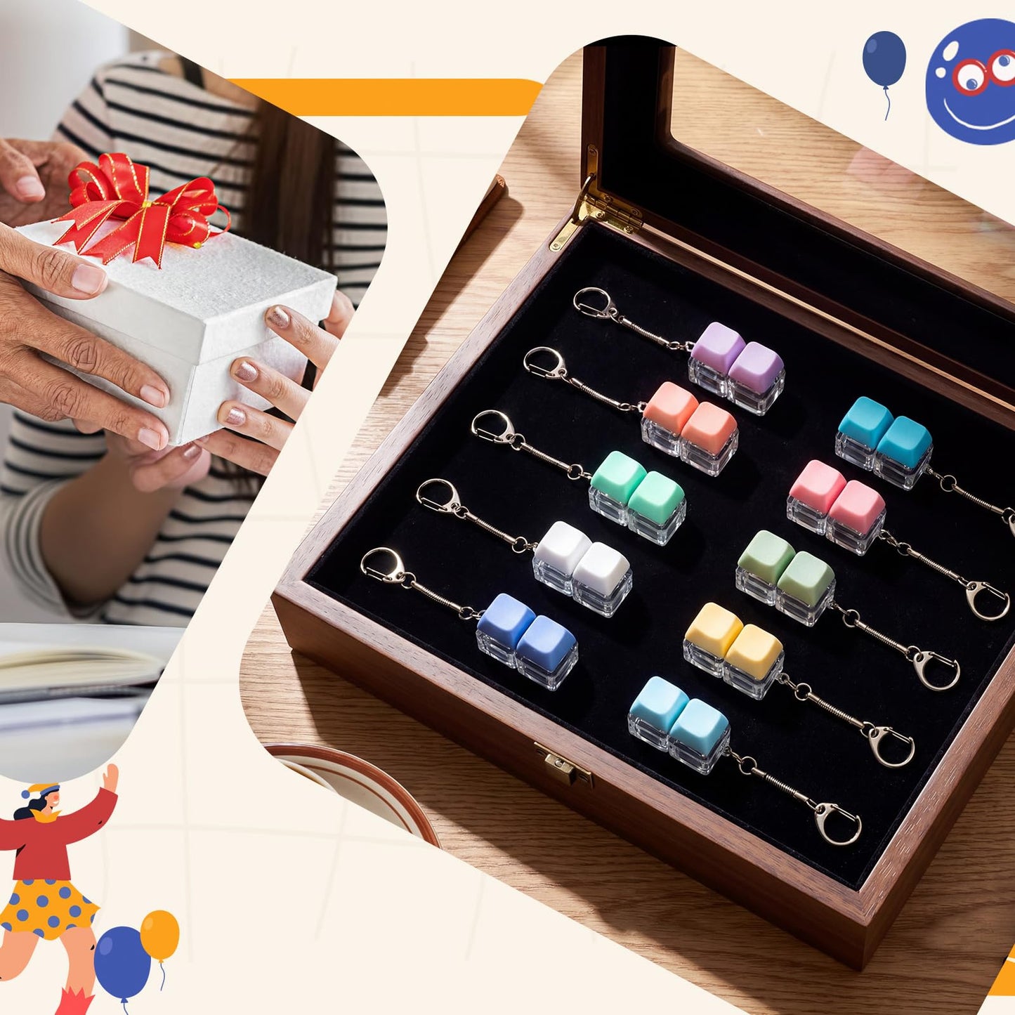 Lewtemi 20 Pcs Keyboard Fidget Toy Clicker Keyboard Fidget Keychain Decompression Button Clicker Toys for Adult Button Stress Relief to Relax Stress Anxiety Decompression Gifts (Macaron Colors)