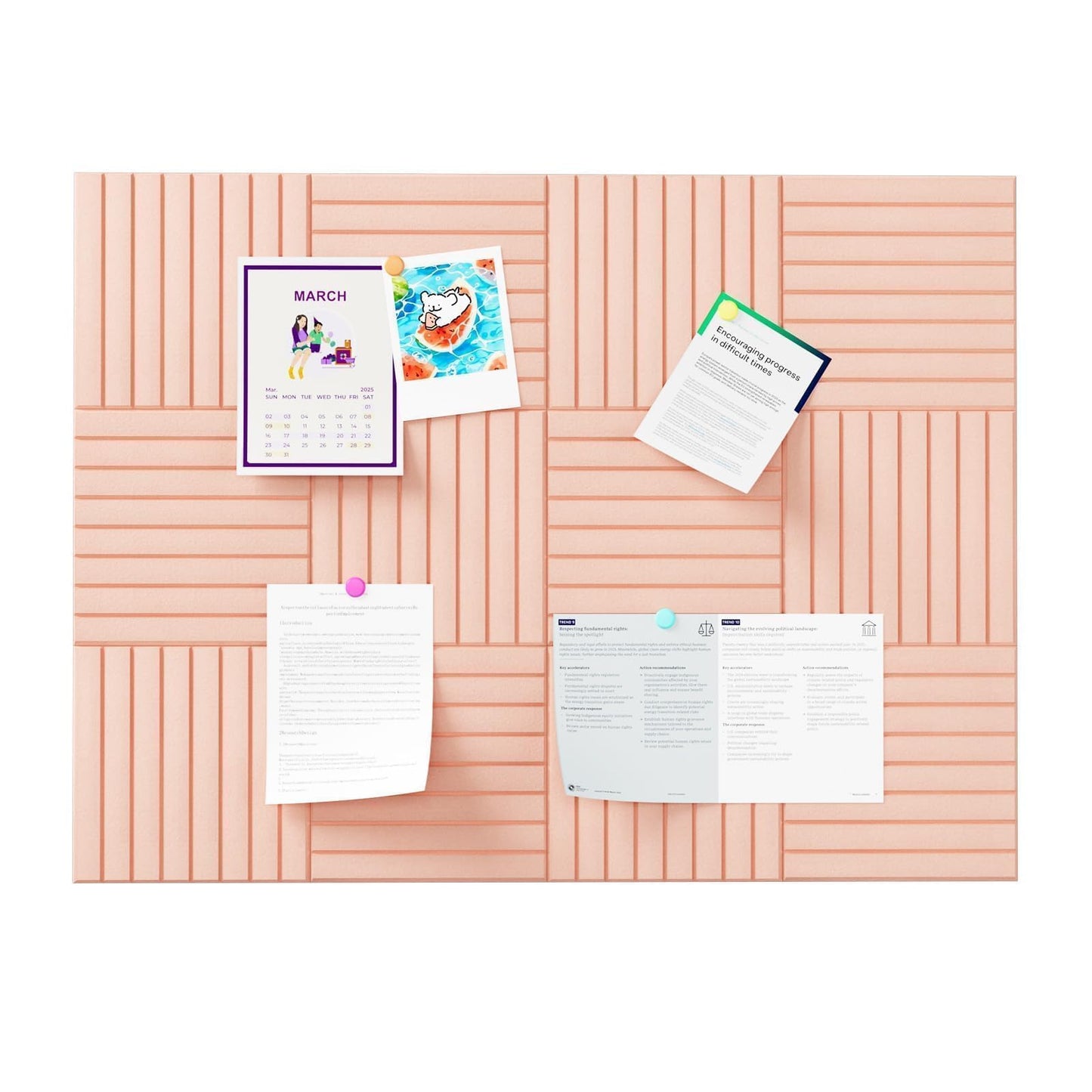 Baysola Stripe Felt Bulletin Board Panels 48 x 36 Inch Self Adhesive Wall Tiles Cork Board Alternative for Office Classroom Photos Notes 12 Pack