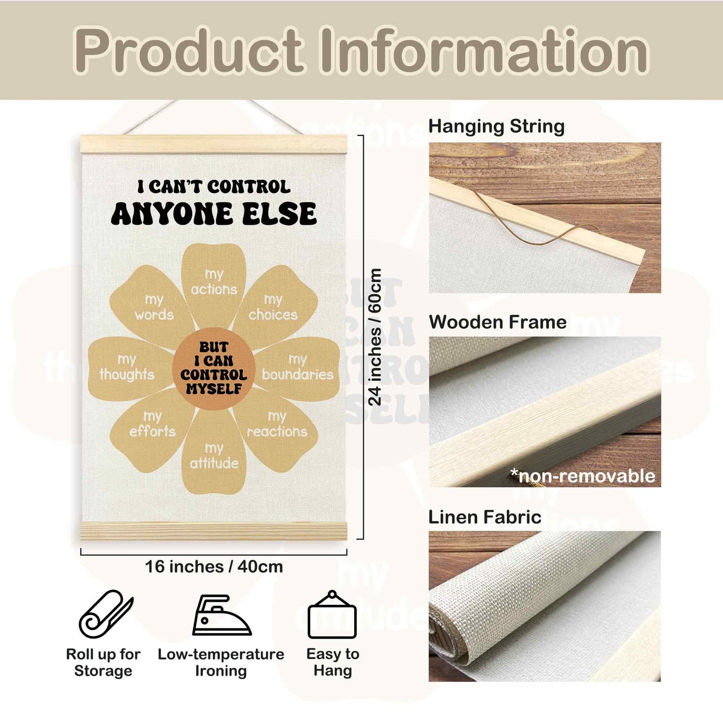 TLESKE Mental Health Classroom Poster Hanger Frame, Psychology Hanging Wall Art Room Decor for School Counselor Therapy Therapist Office, Things I Can Control Banner Print, Calming Room Decor, 16x24
