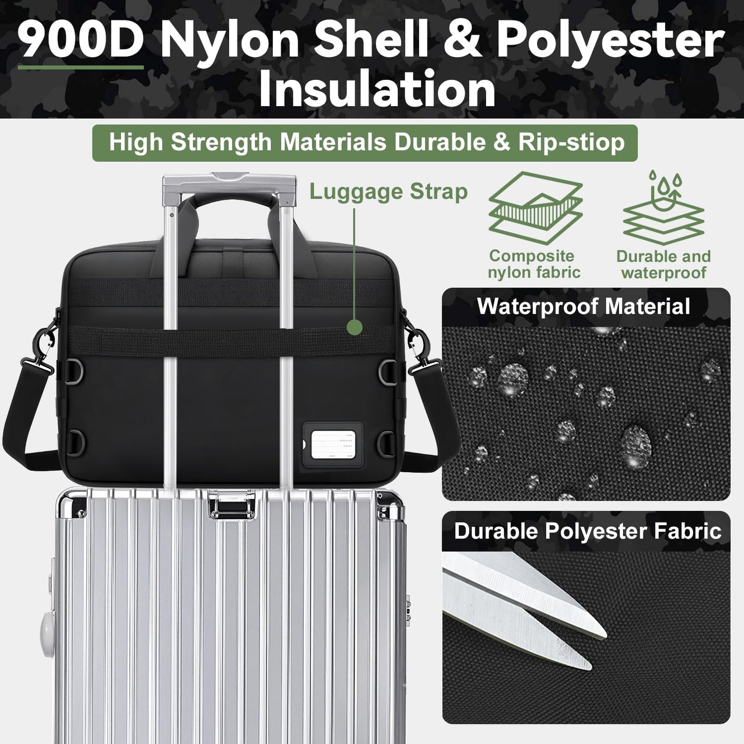 BYIECLD Tactical Laptop Bag for Men, 14 Inch & 18 Inch Military Messenger Bag, 900D Nylon Water Resistant Computer Bag with Luggage Strap, Multipurpose Work Bag for Travel, Business, Campus