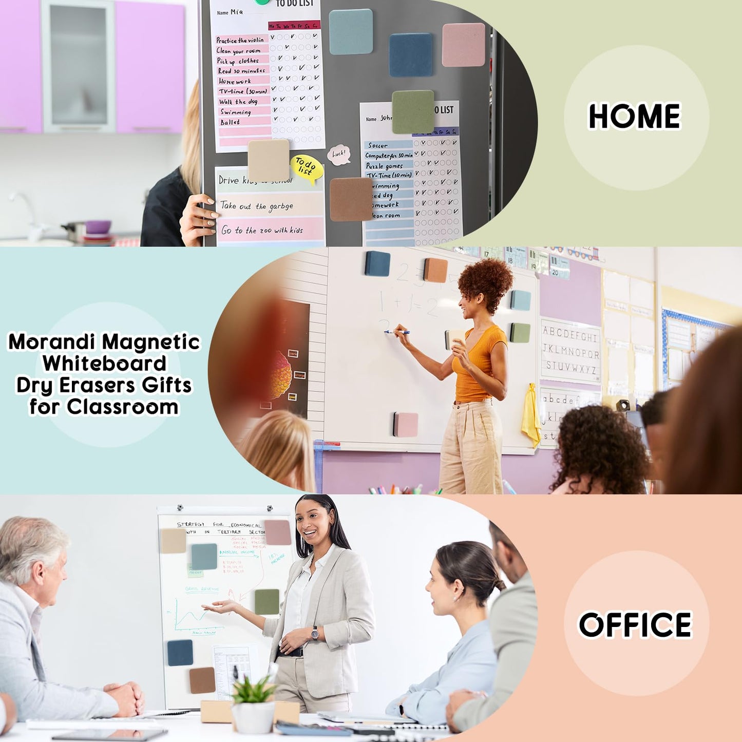 Marspark 48 Pack Mini Magnetic Whiteboard Eraser for Classroom Mini Dry Erase Board Erasers 6 Morandi Color Aesthetic Teacher Supplies Chalkboard Cleansers for School Classroom Office 2 x 2 Inch