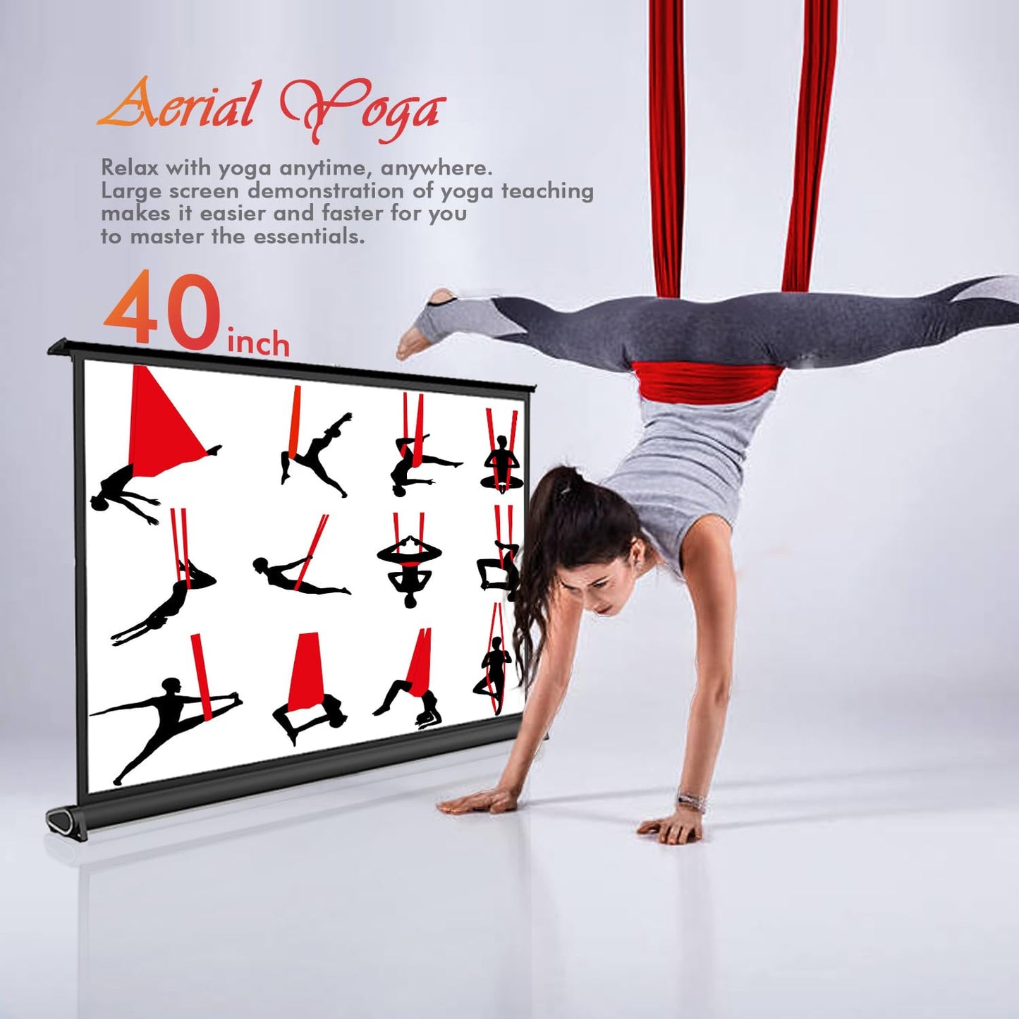 40" Inch Portable Projection Screen16:9 Small Retractable Floor Standing Mobile Tabletop Screen with Stand Lightweight Carry & Durable for Schools Meeting Indoor Outdoor