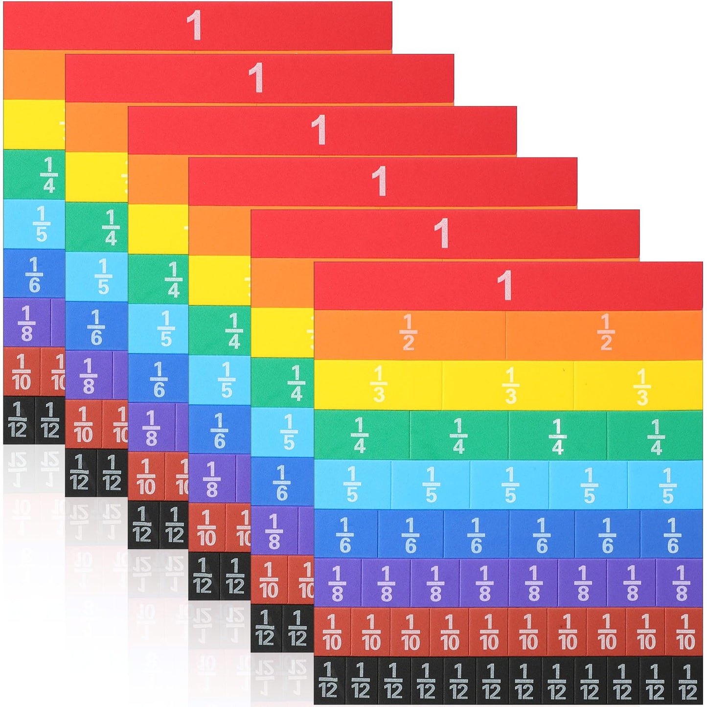 Sayglossy 6 Sets Fraction Tiles Sets for Math Fraction Manipulatives Montessori Math Materials EVA Foam Algebra Tiles Games for Classroom Teaching Aids, Homeschool Supplies