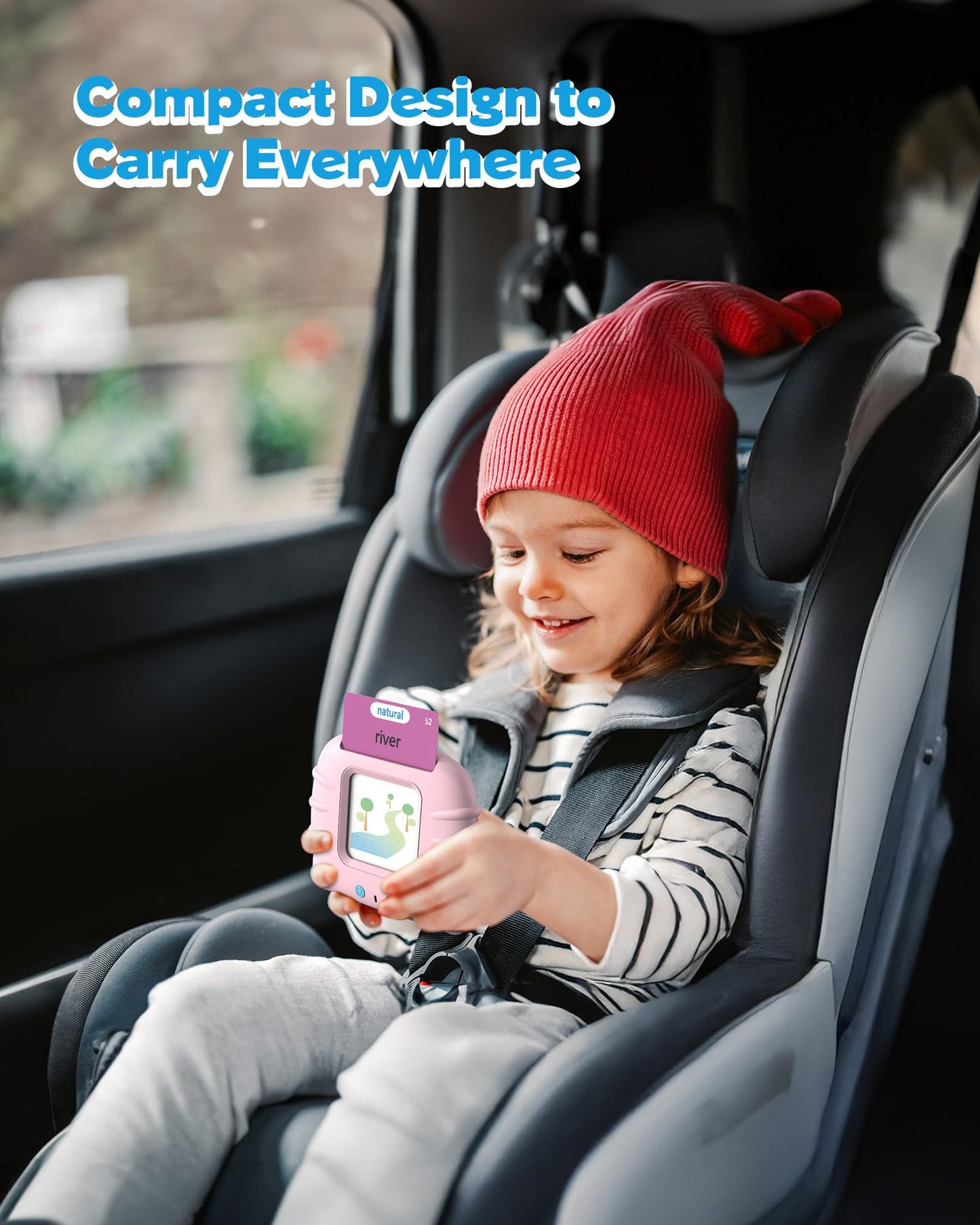 Airbition Talking Flash Cards for Toddlers 1 2 3 4 Year Olds, Montessori Language Learning Toys with 224 Words, Pocket Speech Therapy Toys, Children's Sensory Educational Device, Pink