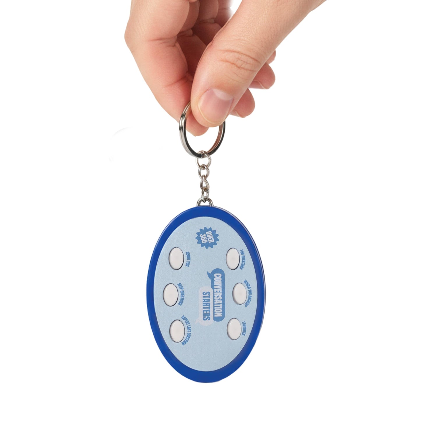 350+ Electronic Conversation Starters Keychain - Audio Ice Breaker Game with 350+ Questions - 5 Categories: Fun, Would You Rather, Deep Questions - Portable Family Conversation Cards & Table Topics