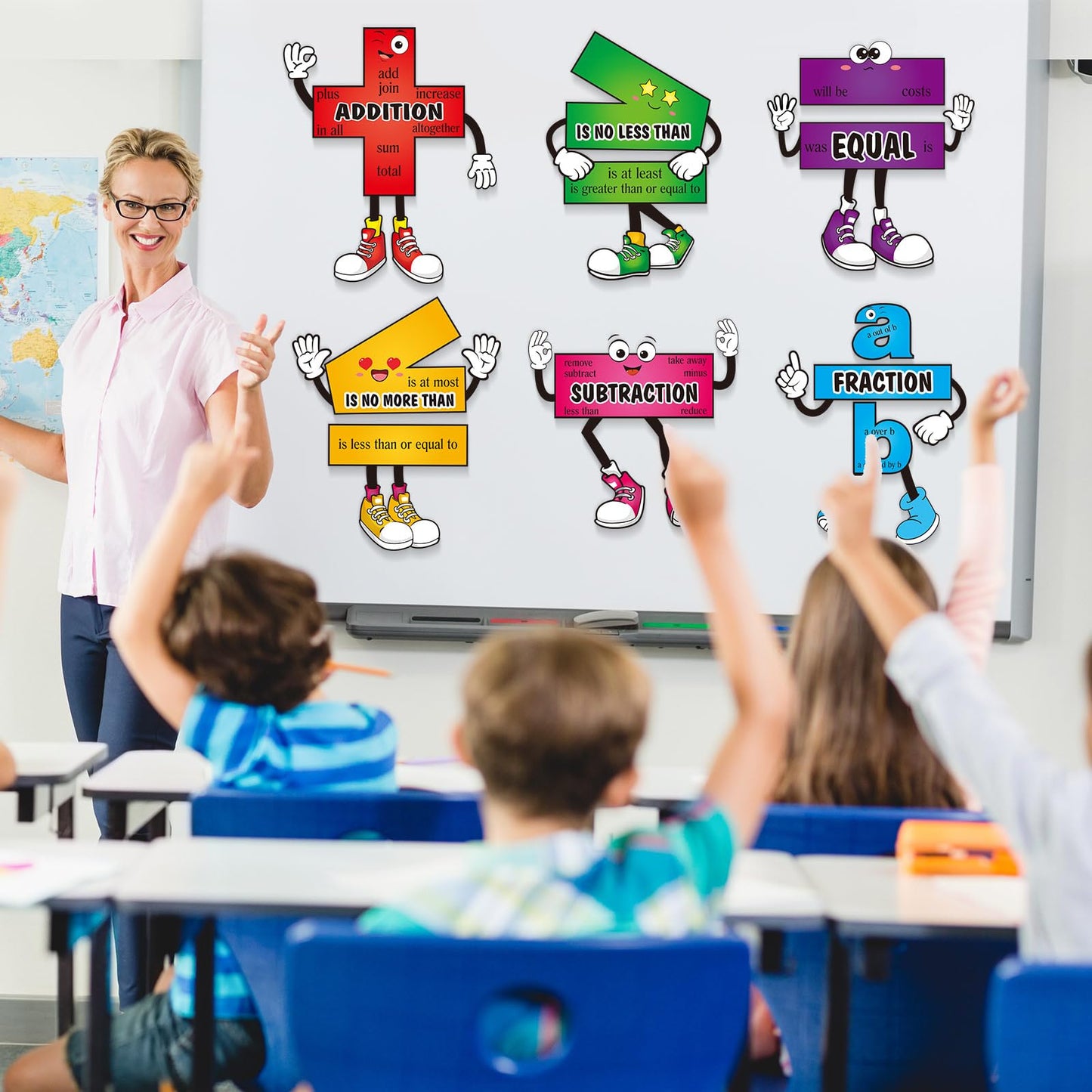 Pasimy 10 Pcs Math Posters Math Symbol Posters Educational Learning Poster Math Signs with 80 Adhesive Glue Points Classroom Supplies for Teachers (Pasimy-Bulletin-45)