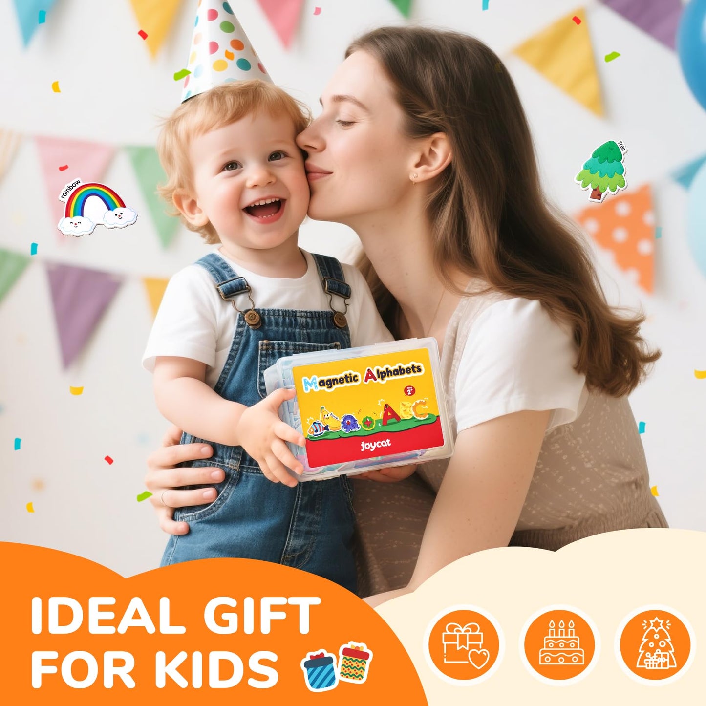 JoyCat Kids Magnets – 26 Cute Objects, Alphabet Uppercase Letters, and 0-9 Numbers, Math Fridge Magnets for Toddlers, Fun Educational Spelling Learning Gift for Toddlers & Kids