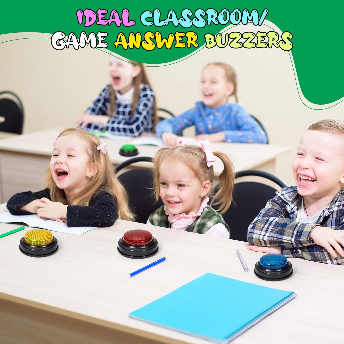 YTZRLO 8-Pack Game Buzzers for Trivia Games – Classroom Quiz Buzzers with Lights & Sounds for Learning, Parties & Family Fun