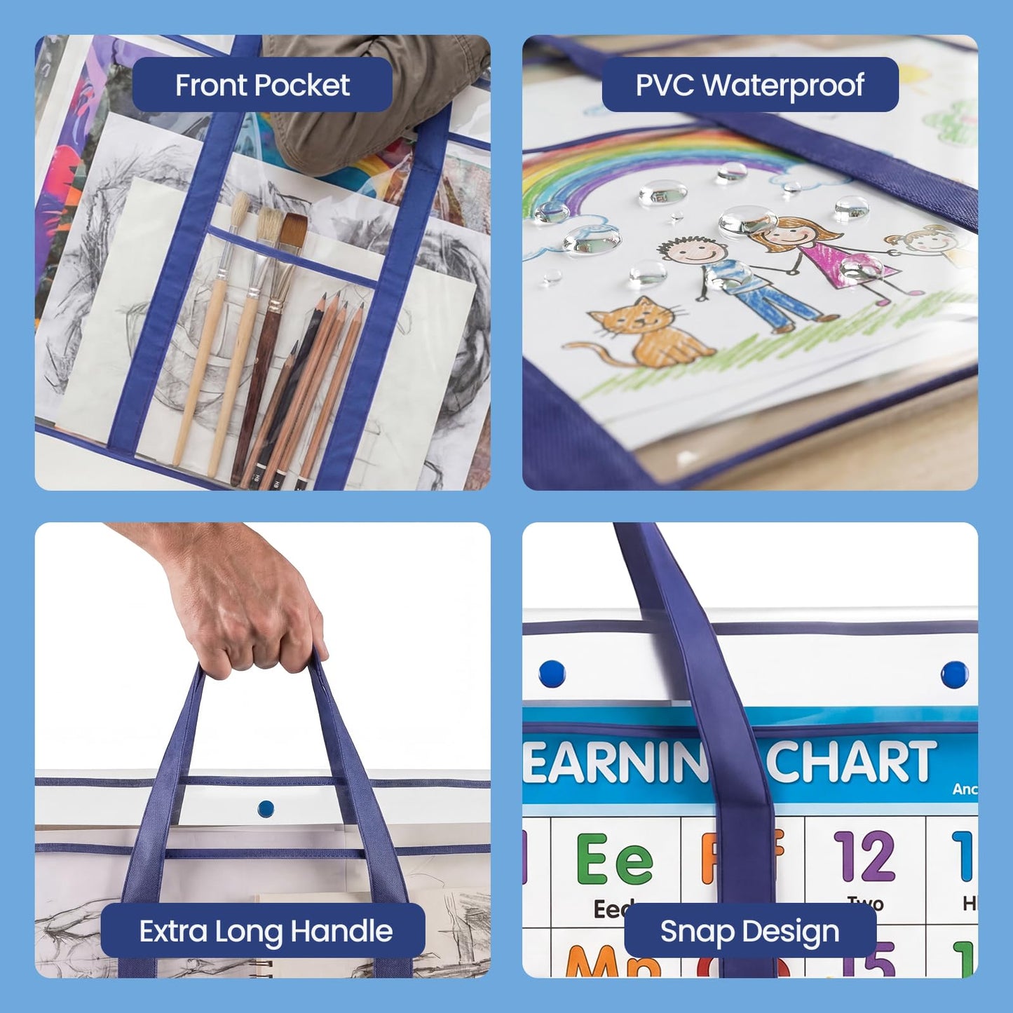 GAMENOTE 2 Pack Large Poster Storage Bag (31.5"×25.5") Bulletin Board Holder Art Portfolio Container for Teachers Classroom Organization