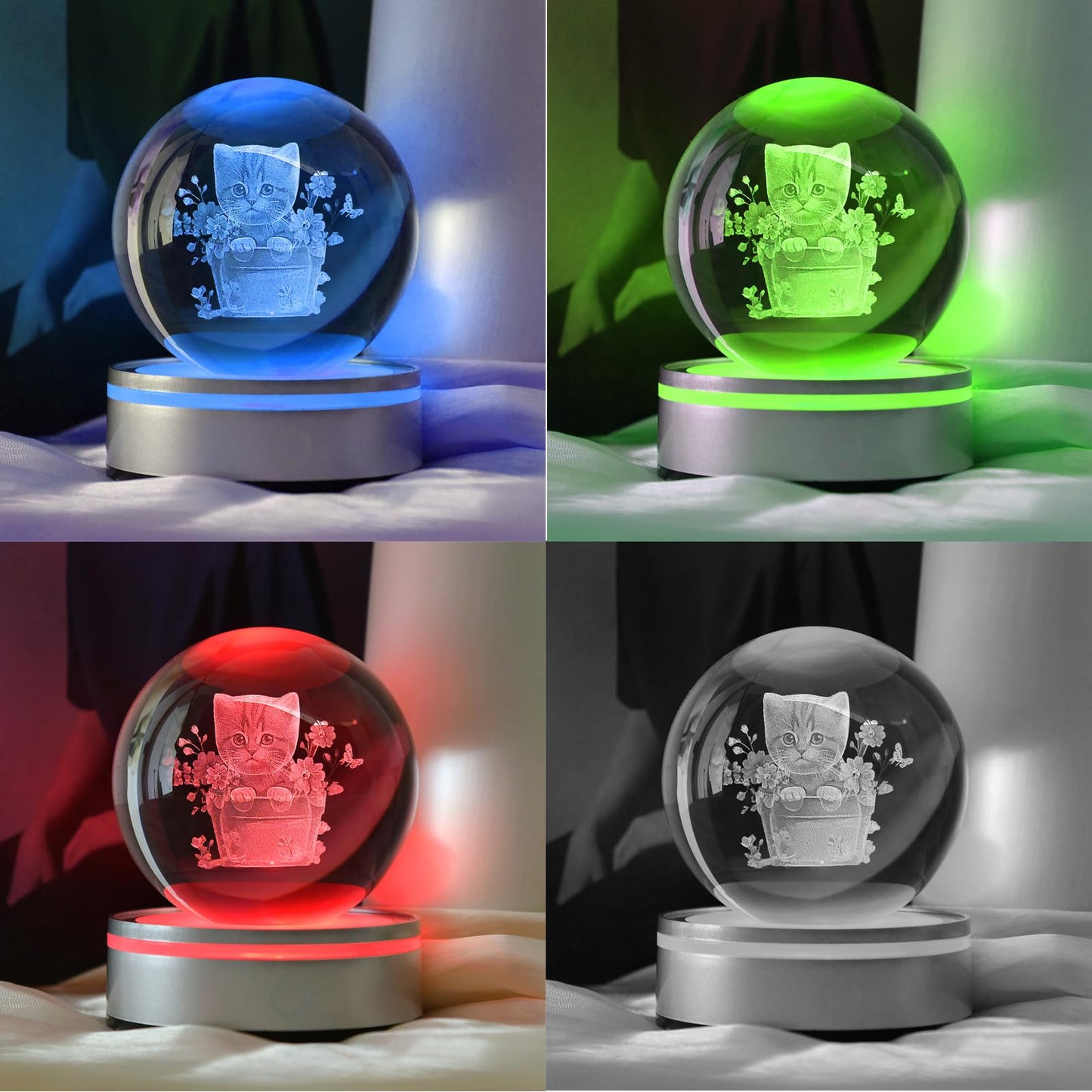IFOLAINA Cat Themed Gifts for Women Christmas 3D Crystal Ball for Her Mom Girls Cat Lover Gifts for Women Birthday Glass Globe Decor for Bedroom