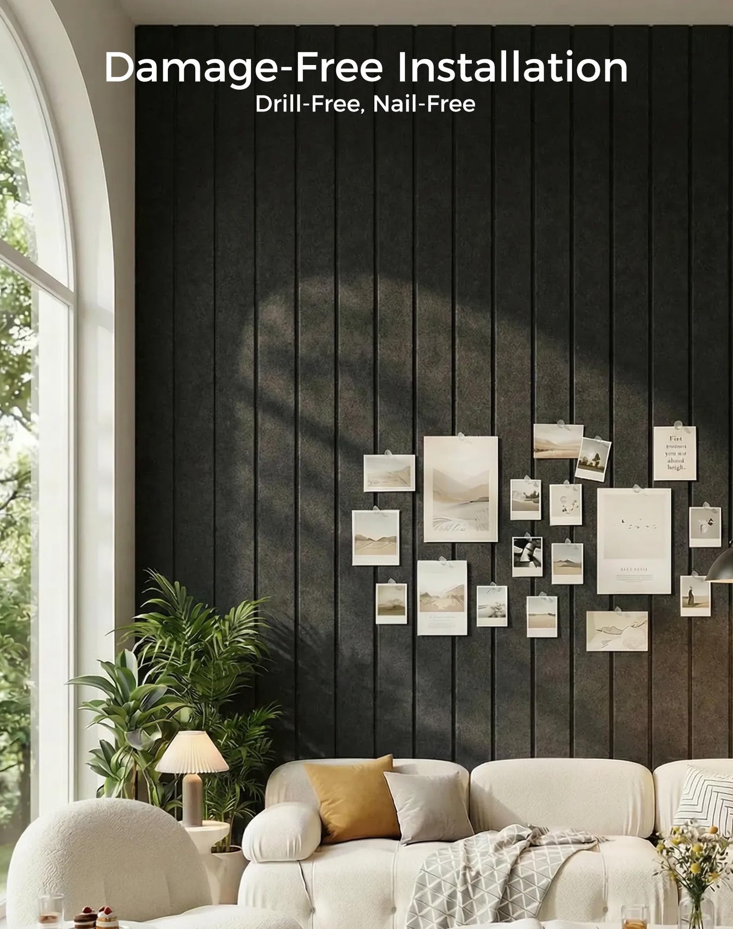 Aothia 12-Pack Felt Bulletin Board Tiles - 48x36 Modular Pin Board for Walls, 0.2" Thick Cork Board Alternative for Office & Classroom, 70 Adhesive Tabs & 40 Pushpins Included (Black)