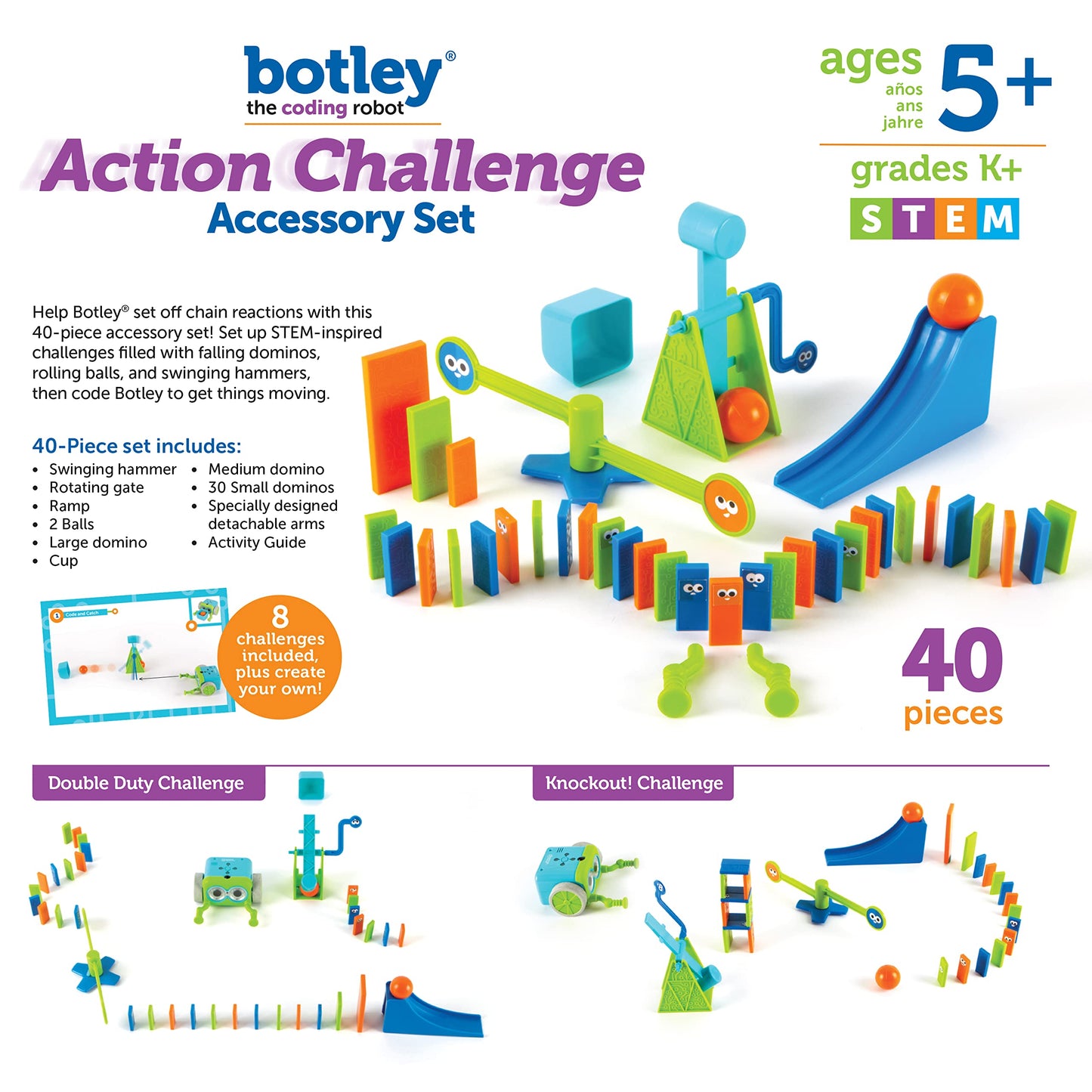 Learning Resources Botley Coding Robot Kit Action Challenge Set, Chain Reaction Game STEM Robot Accessory Pack for Coding Robots for Kids Ages 5 and Up