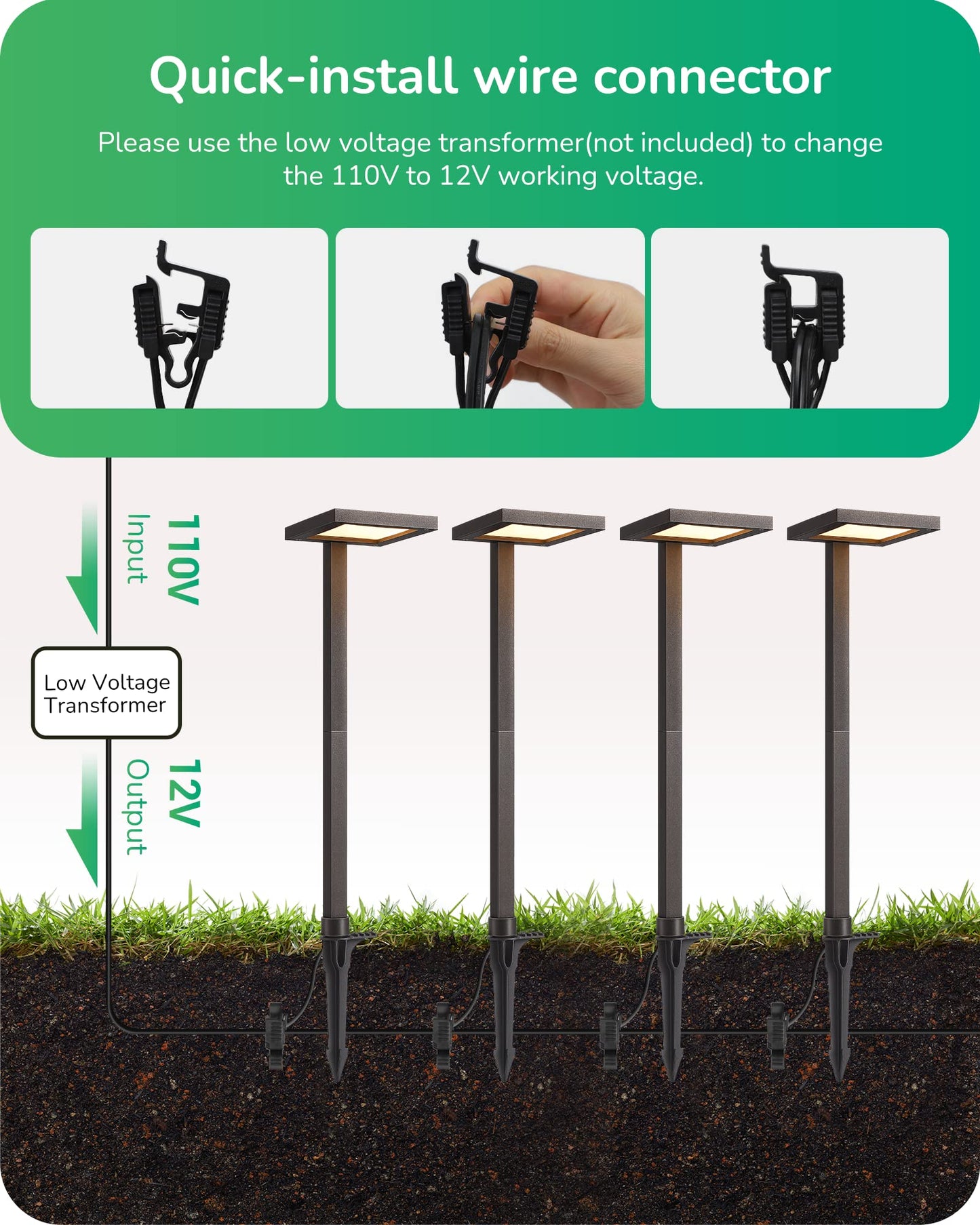 EDISHINE Low Voltage LED Landscape Lights 5.6W 151LM 3000K Waterproof, 12V Aluminum, Black, Model JDO1501LX-04, 4 Pack