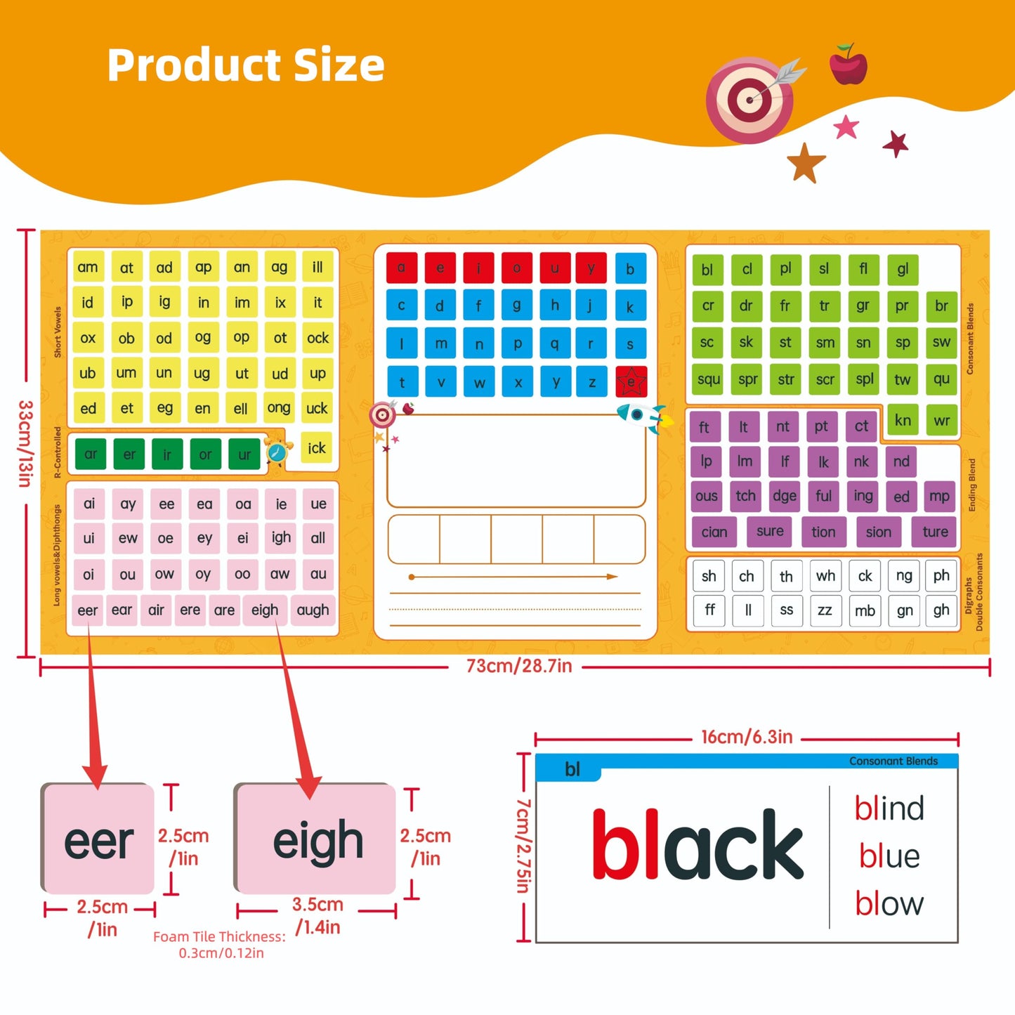 Phonics Word Building Magnetic Tiles Set Phonics Manipulatives Magnetic Letter Tiles Phonemic Awareness Science of Reading Educational Learning Kit with 239 Foam Tiles, 90 Flash Cards, Magnetic Folder