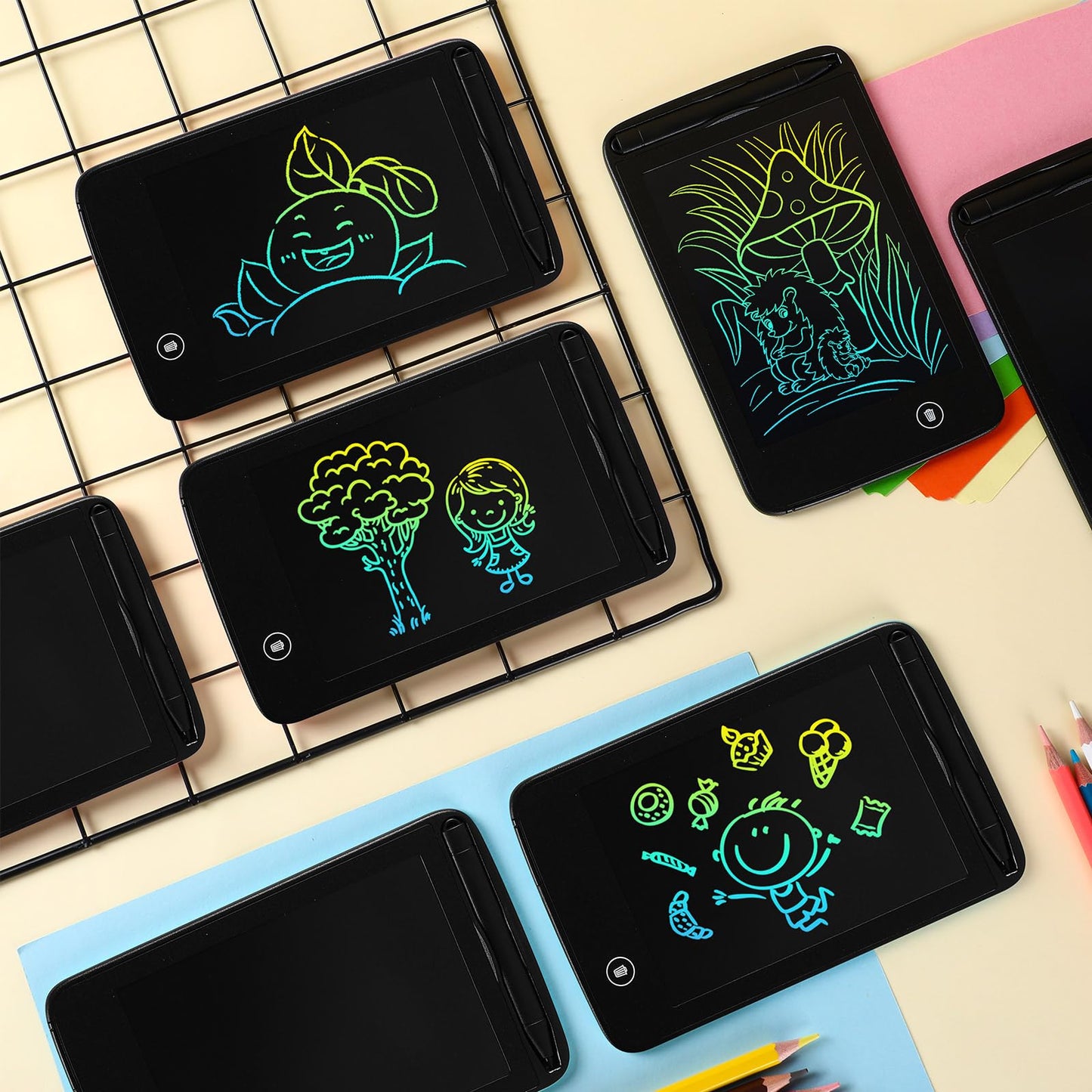Zhehao 12 Pcs LCD Writing Tablet for Kids Colorful Drawing Doodle Board Drawing Tablet Erasable Reusable Electronic Draw Pad Gift for Boy Girl Educational Learning(6.5 Inch Screen,Dark Color)