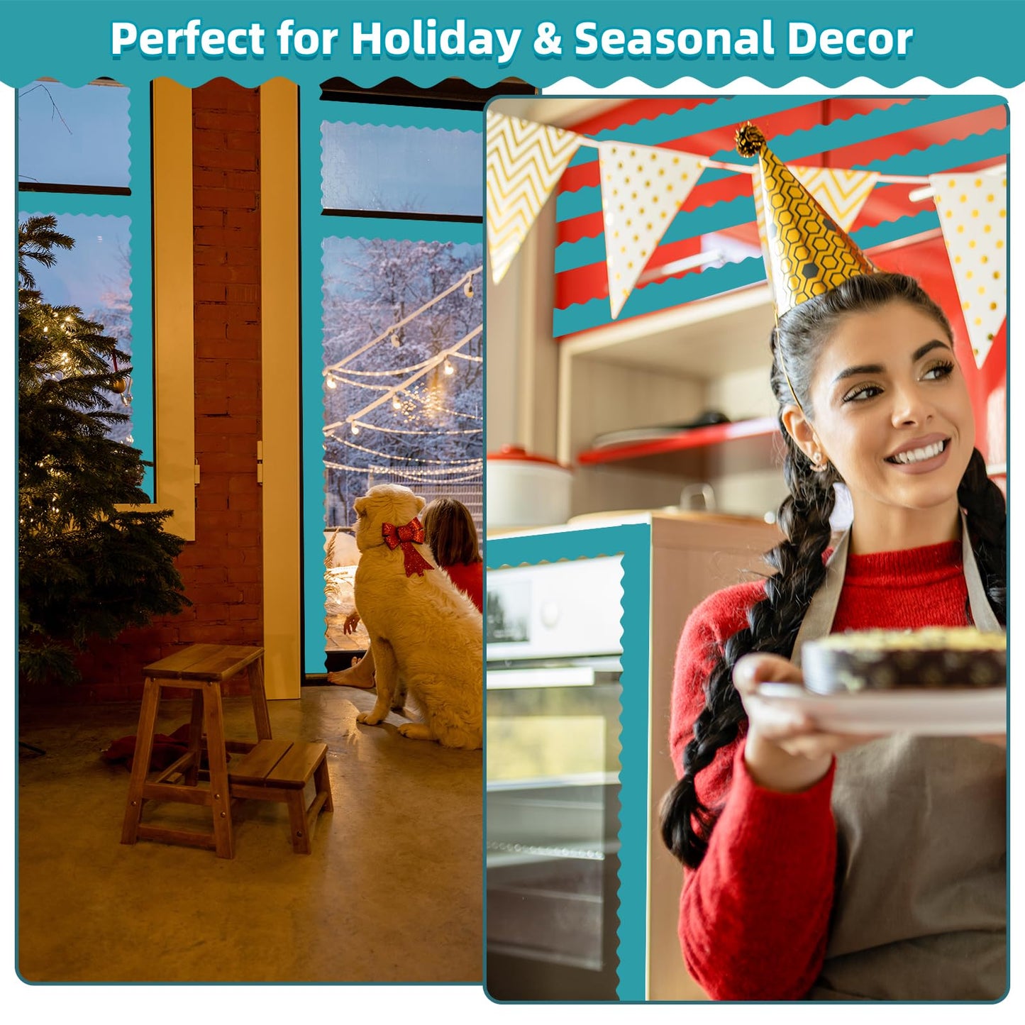 30 Pcs Magnetic Borders for Classroom Whiteboard - Lake Blue Magnetic Bulletin Board Border Set - Scalloped Chalkboard Border Strips for Teachers, Parents, DIY Home,School & Office Decoration
