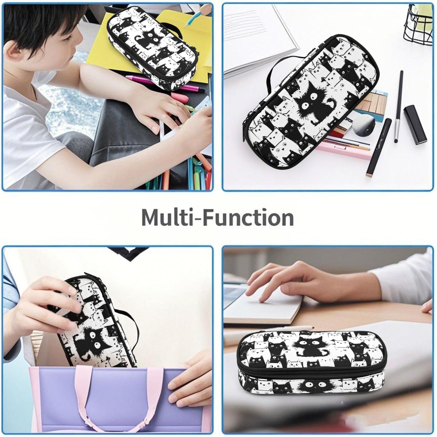 Droerfes Cat Pencil Case Pencil Pouch Large Capacity Pen Bag School Office Organizer Stationery Storage Box For Girls Boys Teen Kids