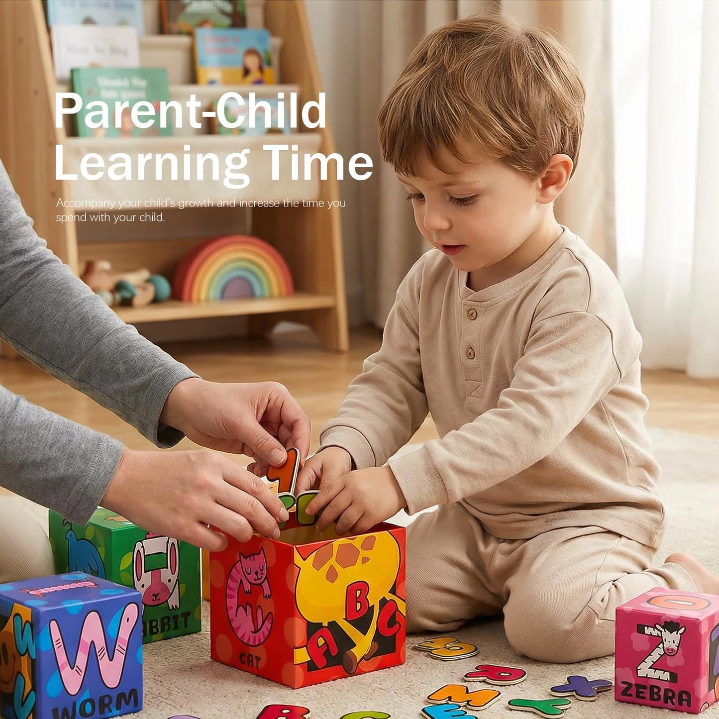 Atoylink Magnetic Alphabet Nesting Stacking Blocks for Toddlers, 10-Piece Educational Toys with ABC Letters, Numbers 0-9, 26 Animals, Sorting Storage Cubes for Kids Age 18 Months 6 Year