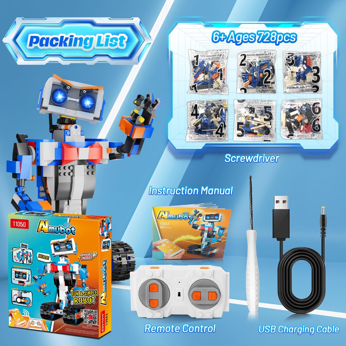 okk Robot Kit, STEM Robotics Set for Ages 6-12, Remote & app Control, Programming & DIY Assembly. Rechargeable, Perfect Educational Robots Gift Inspiring Creativity & Learning Through Play