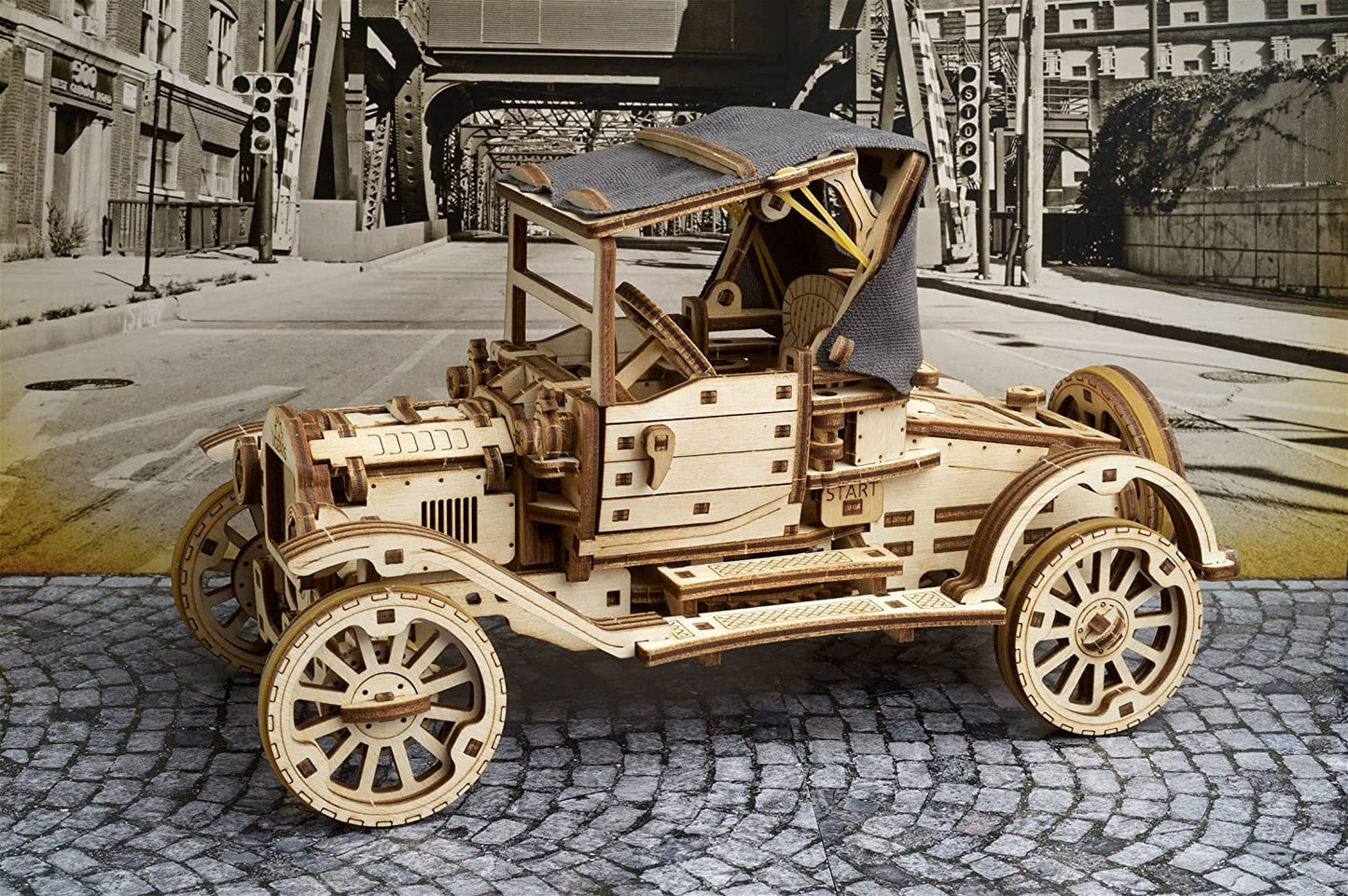 UGEARS Retro Car Model T 3D Wooden Puzzles for Adults - Wooden Model Kits for Adults Model Classic Car Kits Hobbies for Men Models for Adult to Build Brain Teaser, Hobby Set