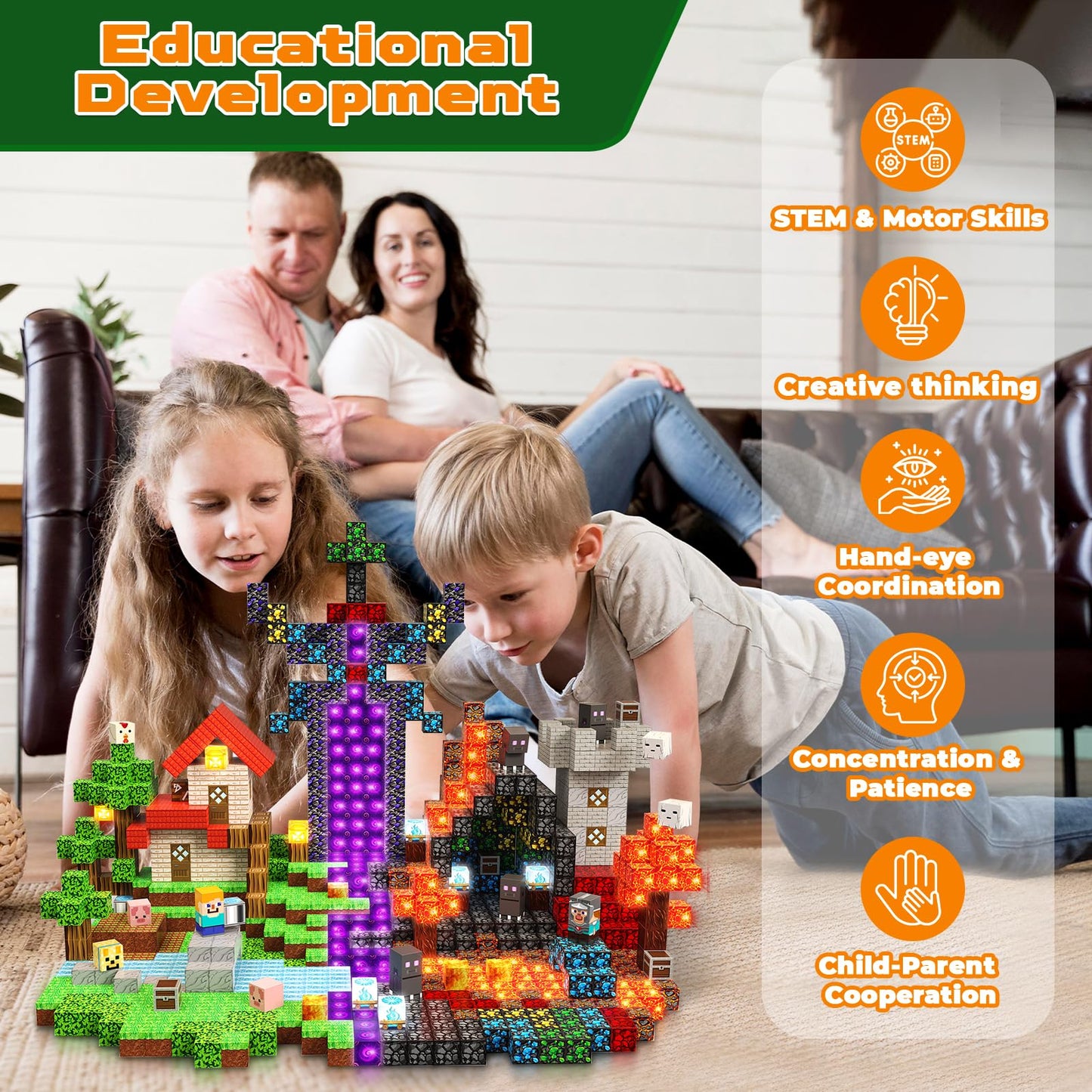 200 PCS Magnetic Blocks with Light Blocks - Magnet Toys for Kids, Boys and Girls, Magnetic Building Blocks Cubes, Stacking Magnets for Kids, for Boys and Girls Age 3+ Years Old