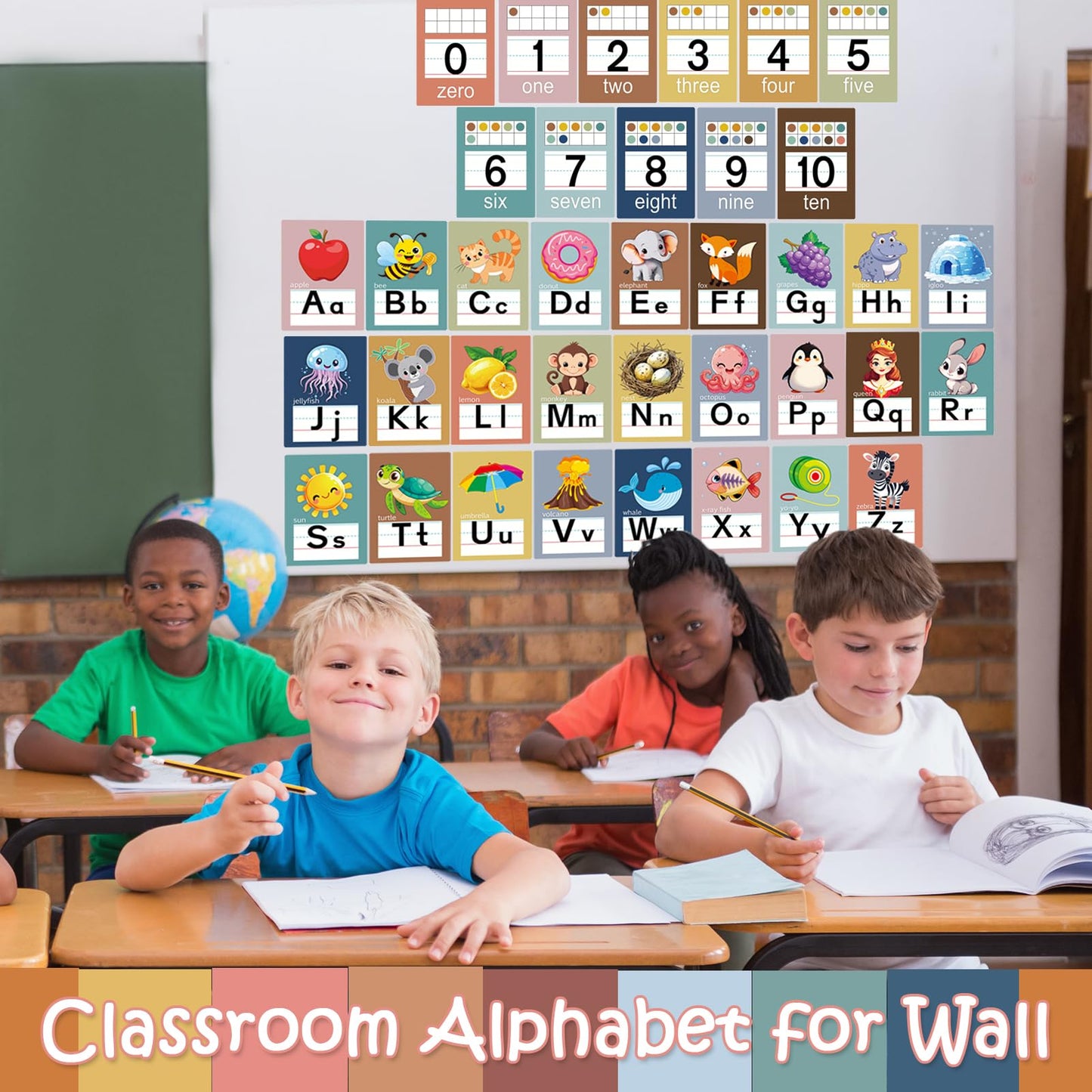 Adduster Alphabet Letters for Wall - ABC Alphabet Poster Classroom Wall Alphabet Alphabet Wall Chart Kindergarten Elementary Classroom Wall Decor Daycare Homeschool Supplies (Bohemia)
